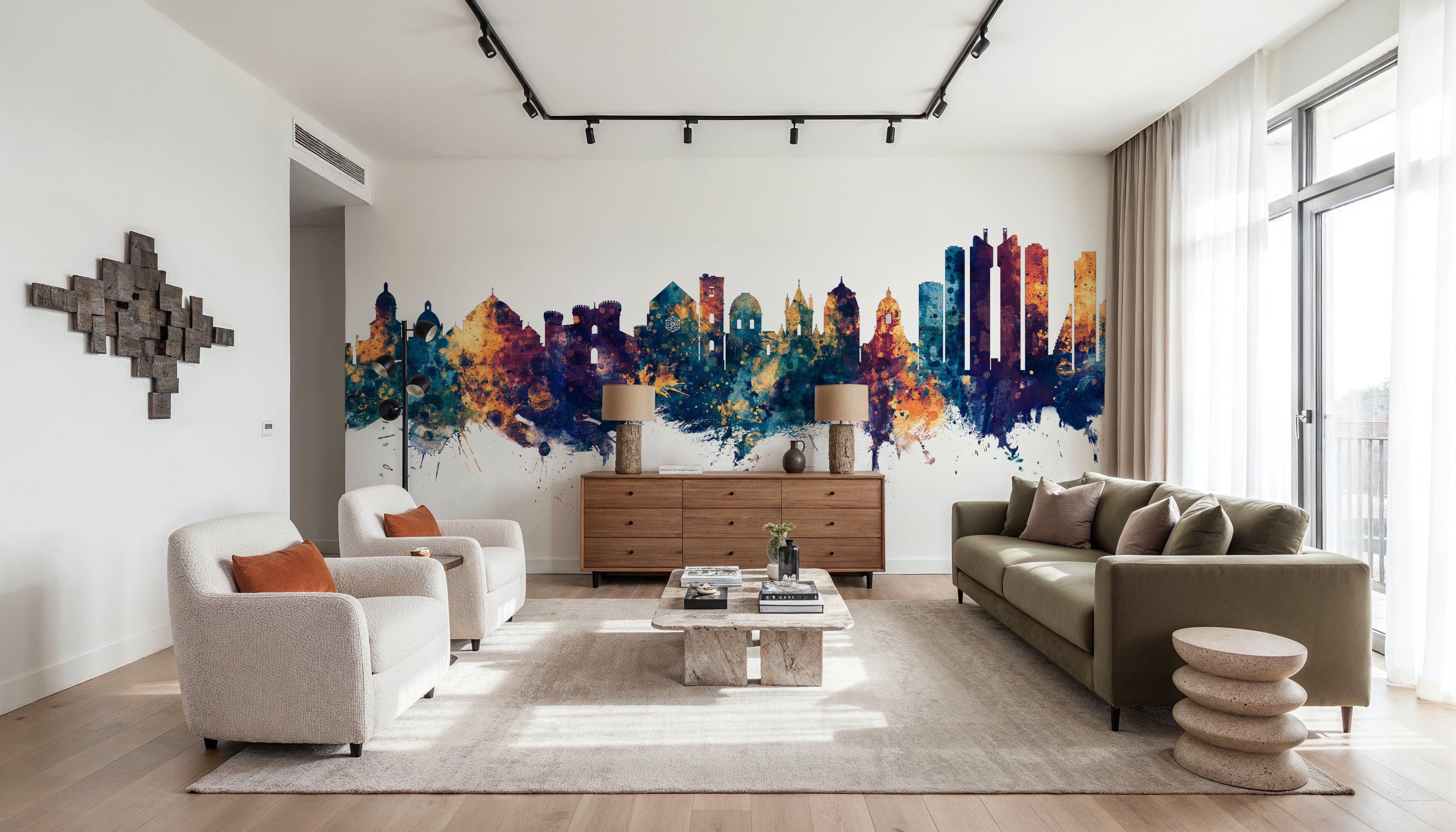 Naples Italy Skyline Blue & Bronze