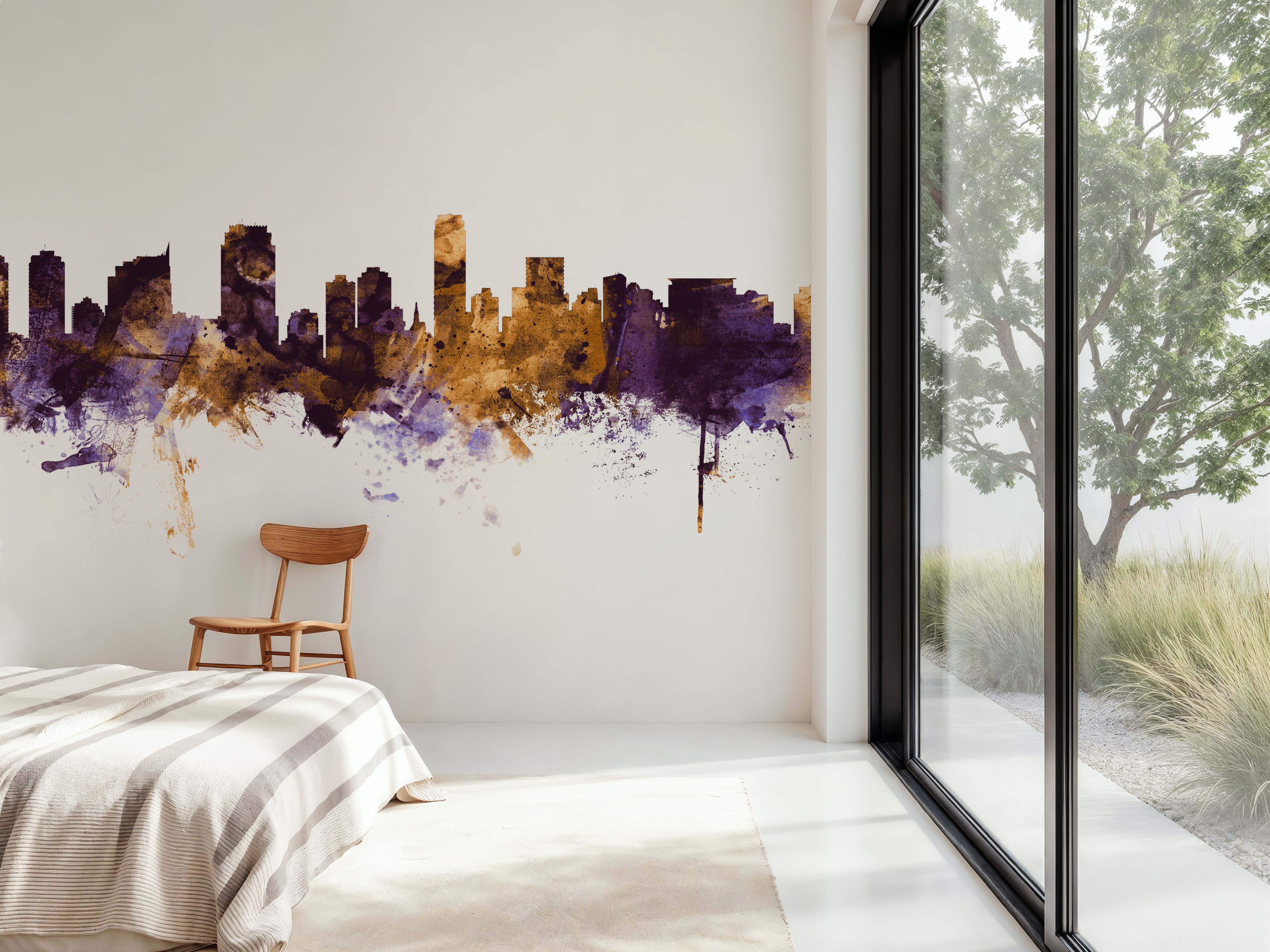 Jersey City New York Skyline Purple & Gold