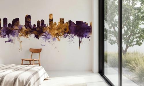 Jersey City New York Skyline Purple & Gold