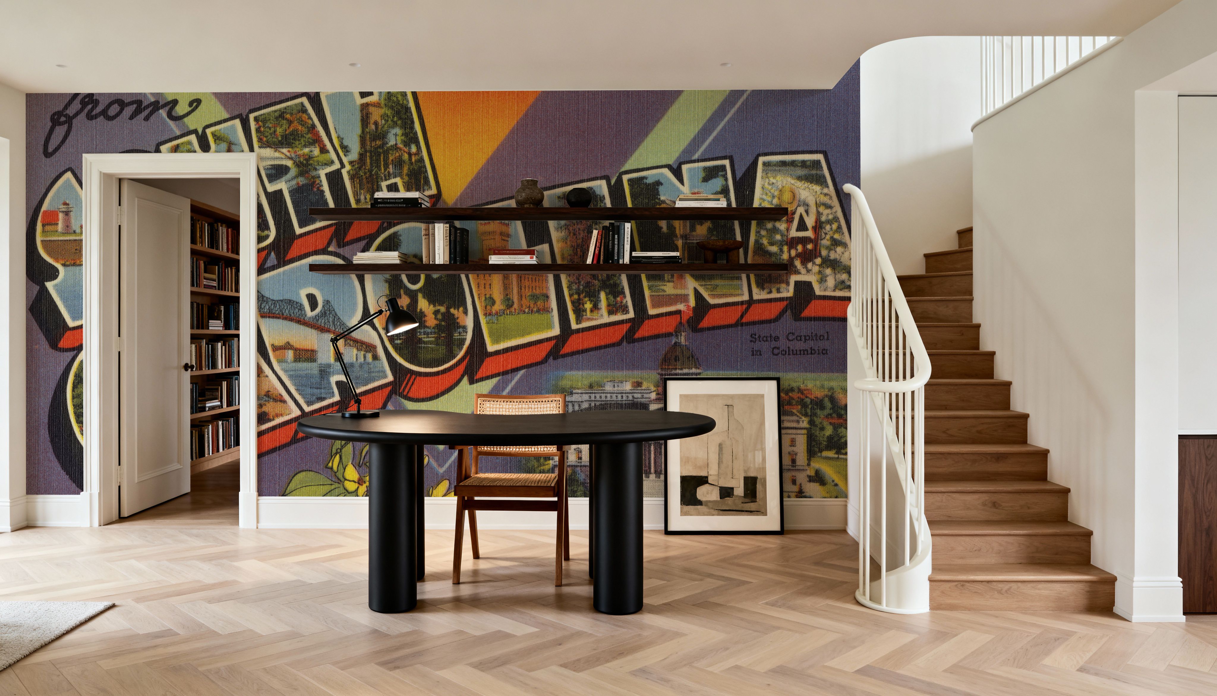 Greetings from South Carolina - Screenprint Postcard, Wallpaper