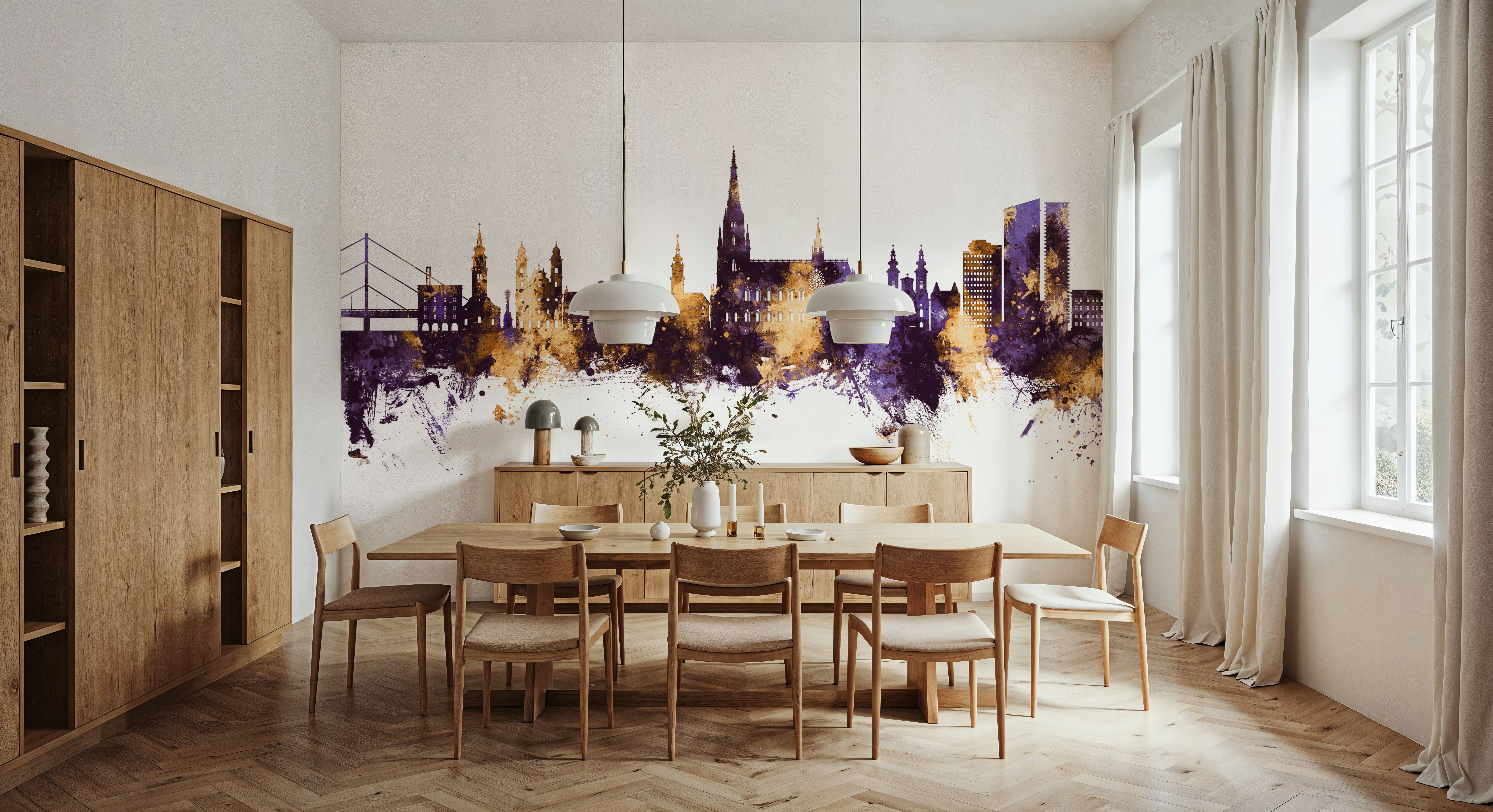 Linz Austria Skyline Purple & Gold