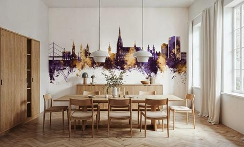 Linz Austria Skyline Purple & Gold