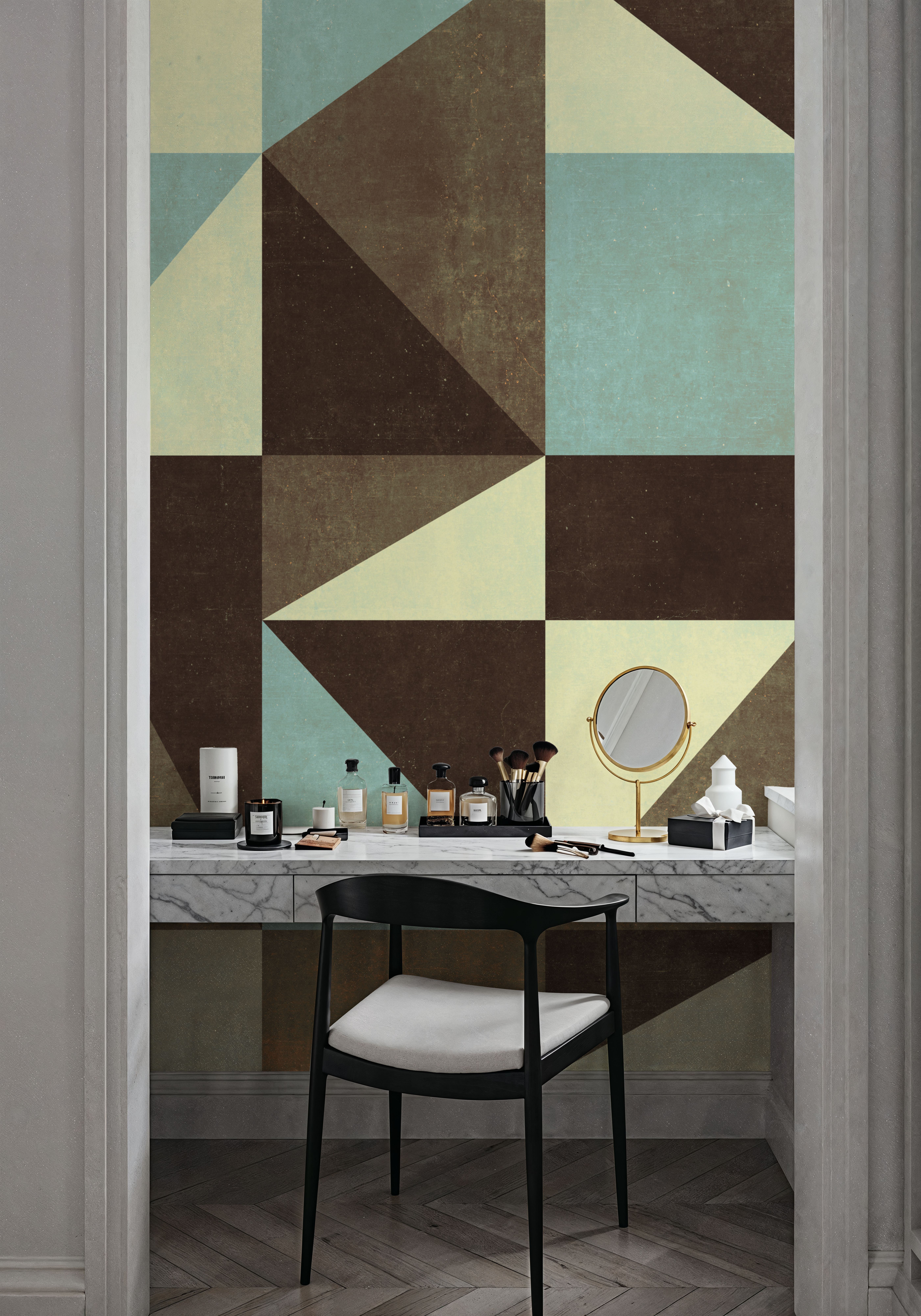 Modern Geometrics, Light Blue & Taupe