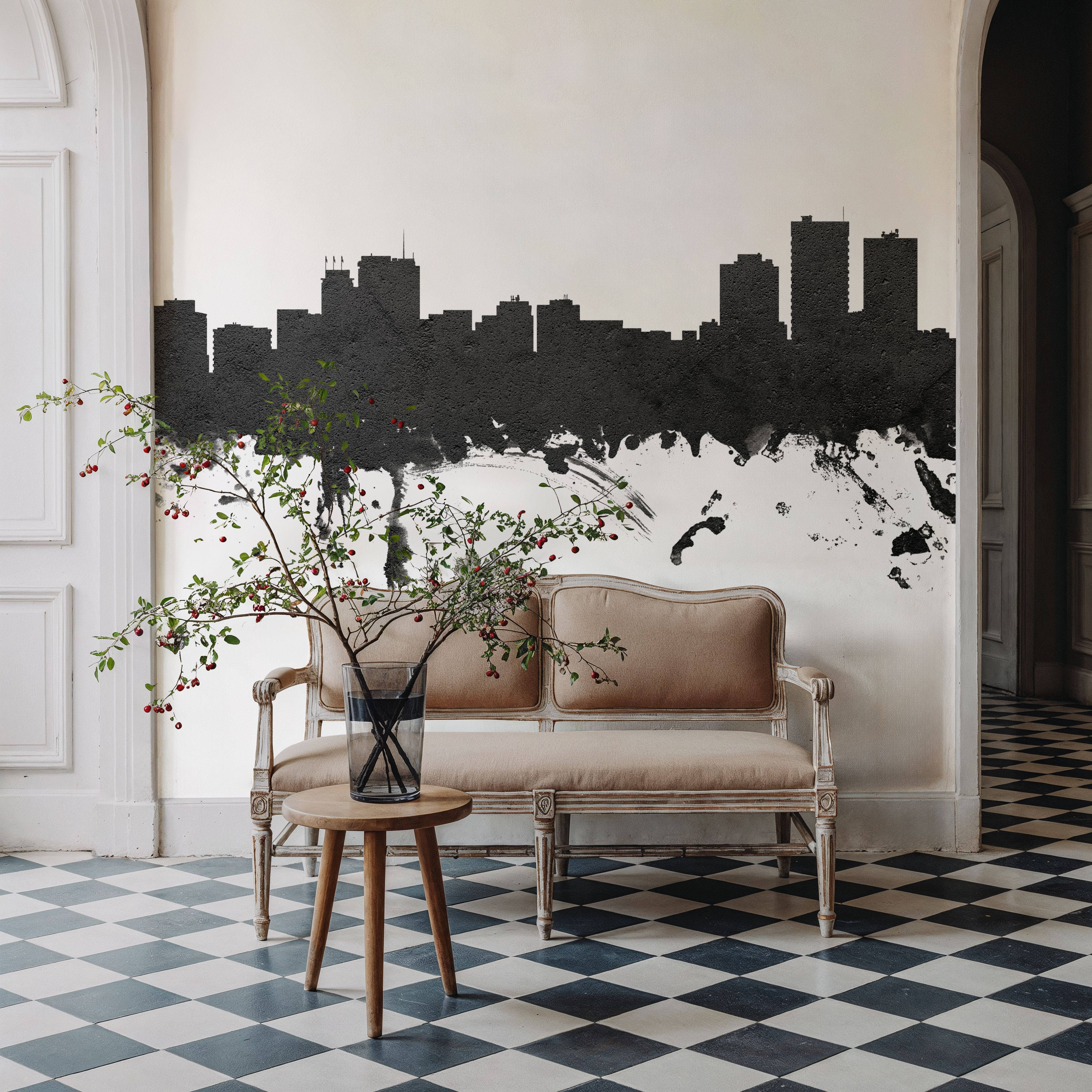 Anchorage Alaska Skyline Black & White