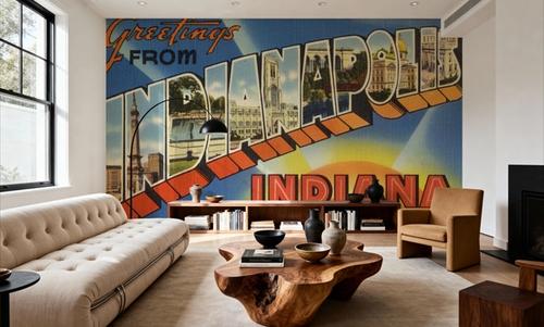 Greetings from Indianapolis - Screenprint Postcard