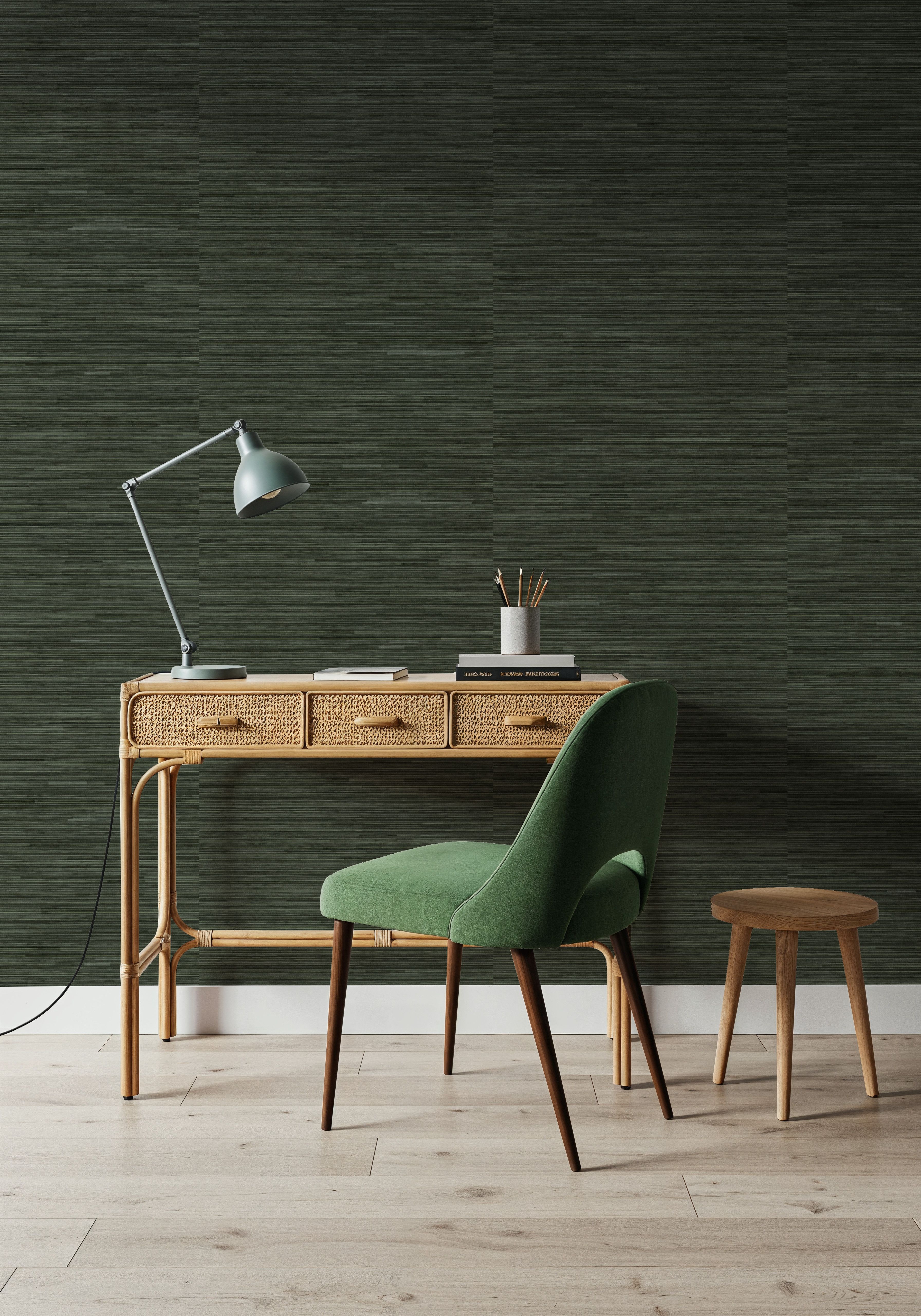 Faux Grasscloth with Visible Seams, Evergreen