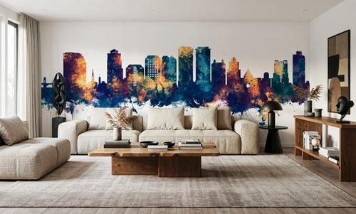 West Palm Beach Florida Skyline Blue & Bronze