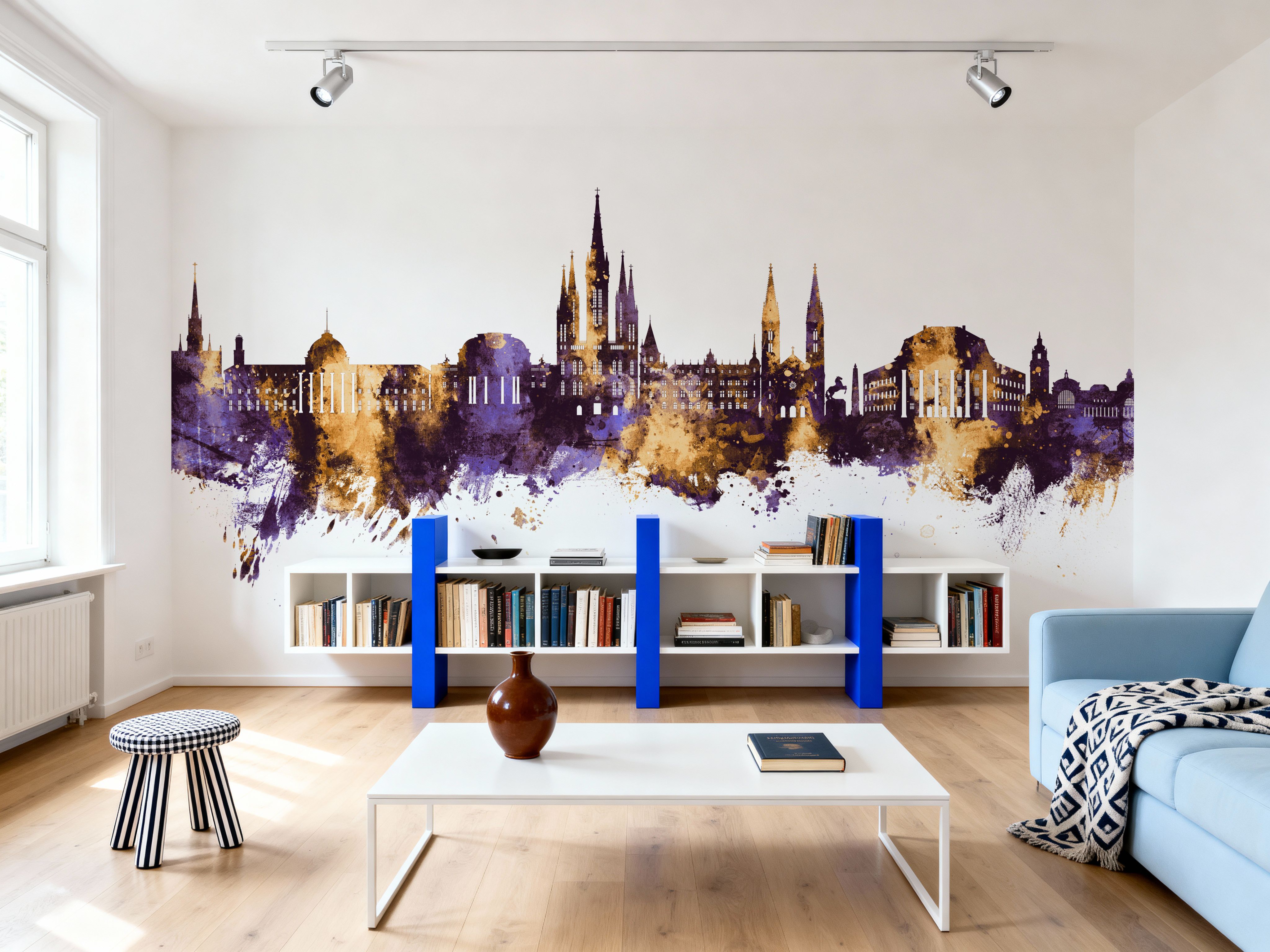 Weisbaden Germany Skyline Purple & Gold