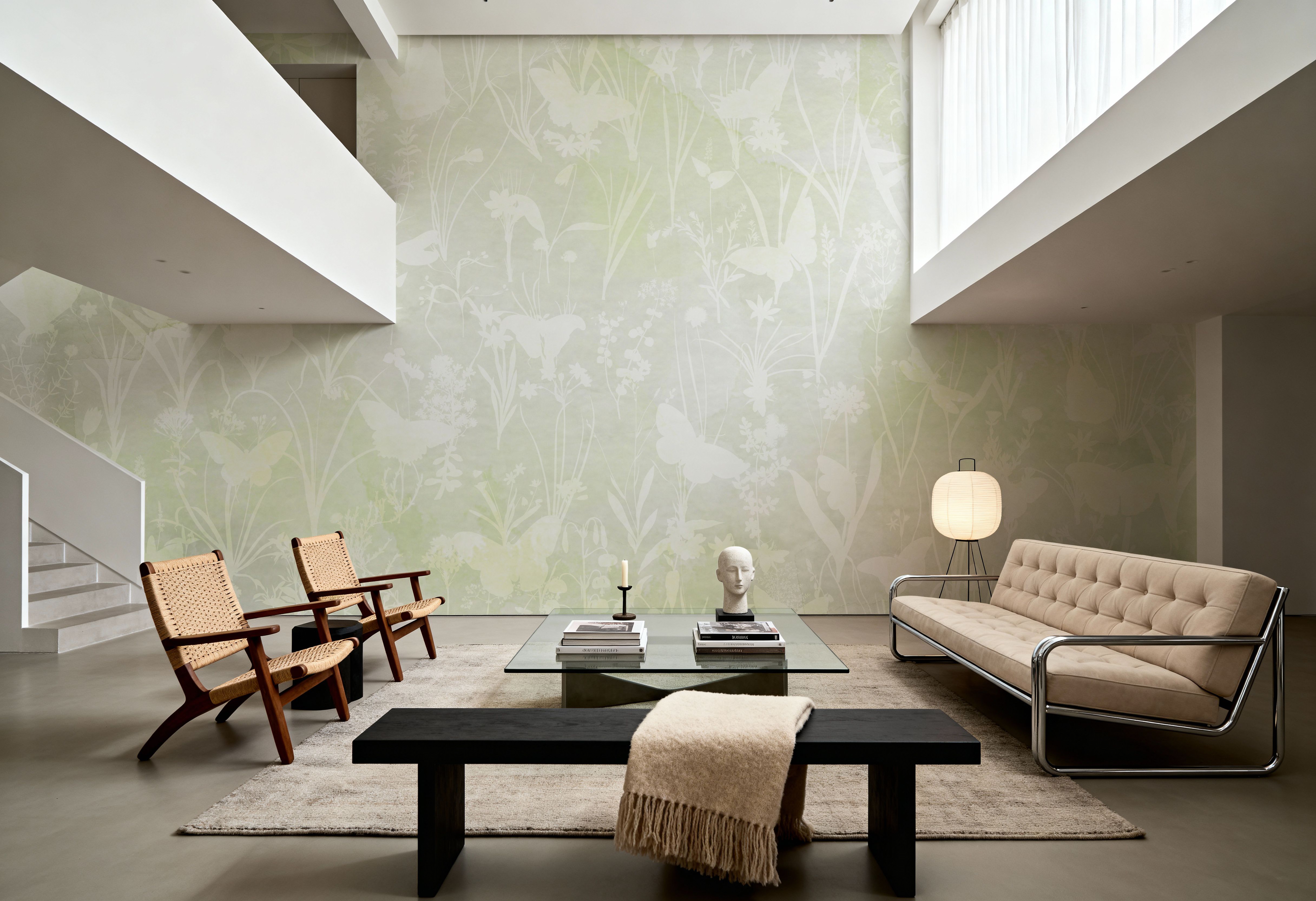 Herbals and Butterflies Double Silhouette Spring Green