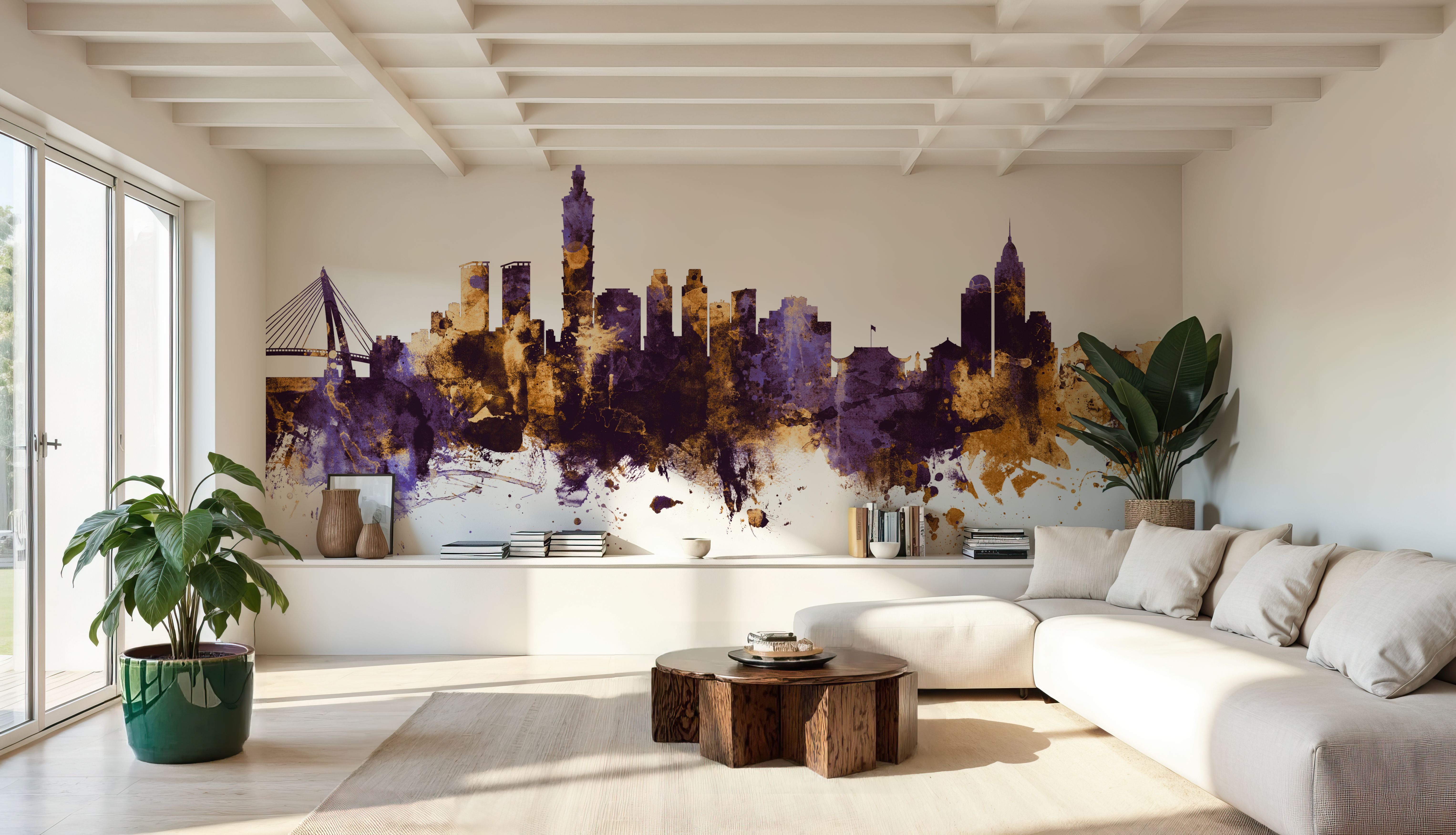 Taipei Taiwan Skyline Purple & Gold
