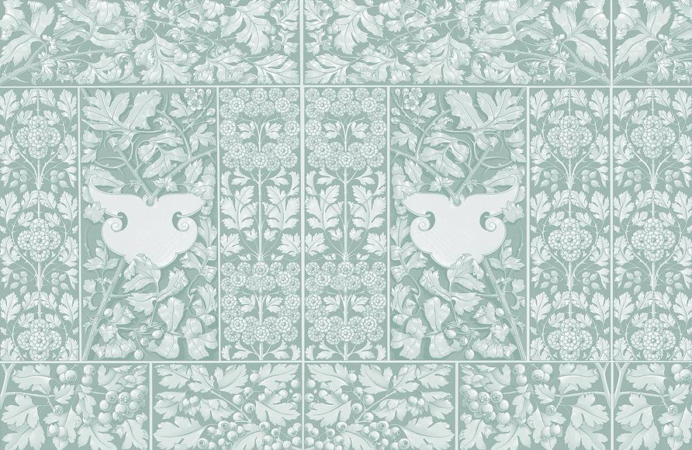 Flowers and Berries Teal