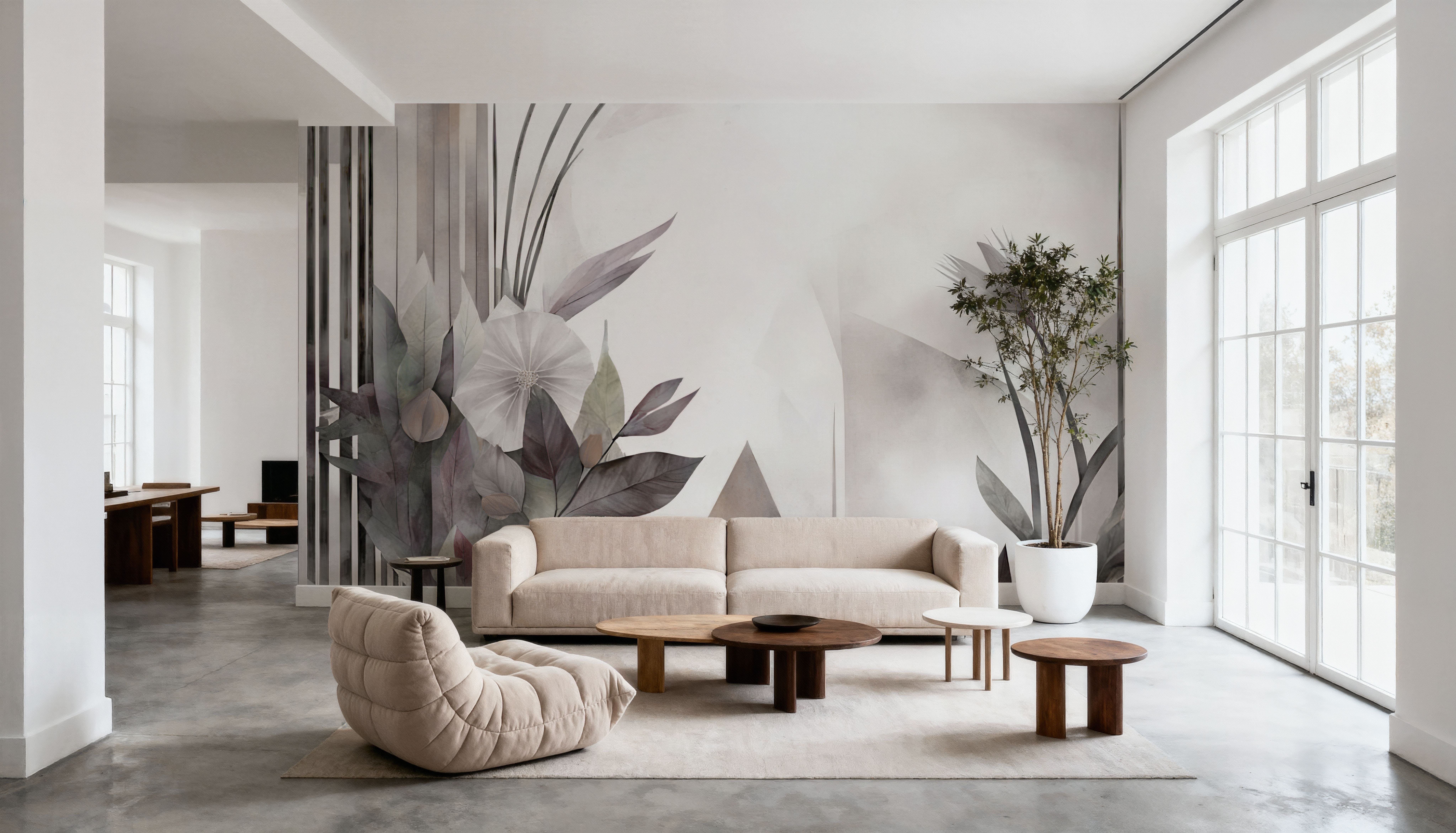 Floral Watercolor Abstract Gray