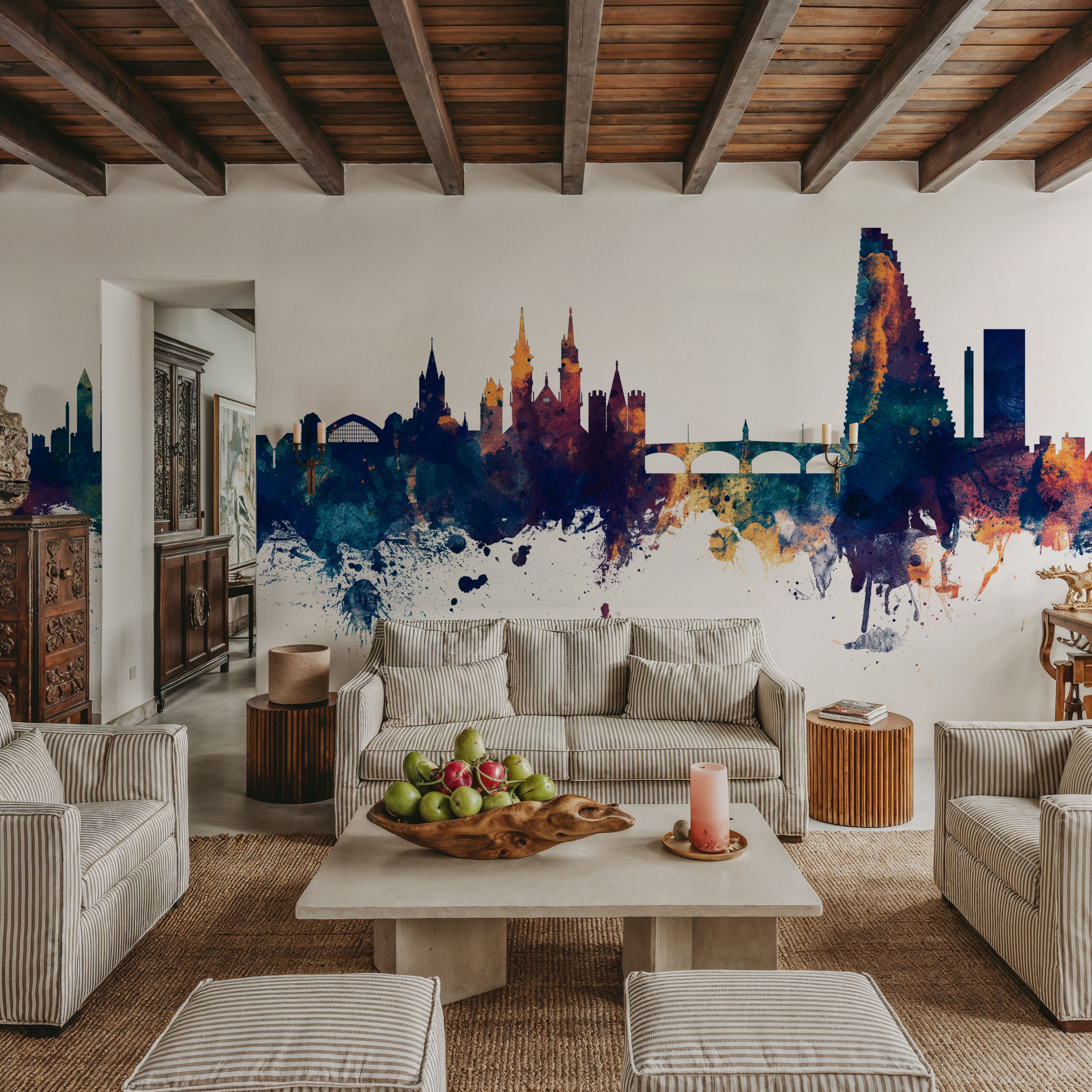 Basel Switzerland Skyline Blue & Bronze