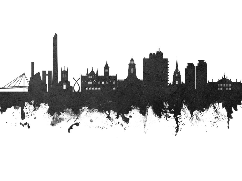 Northampton England Skyline Black & White