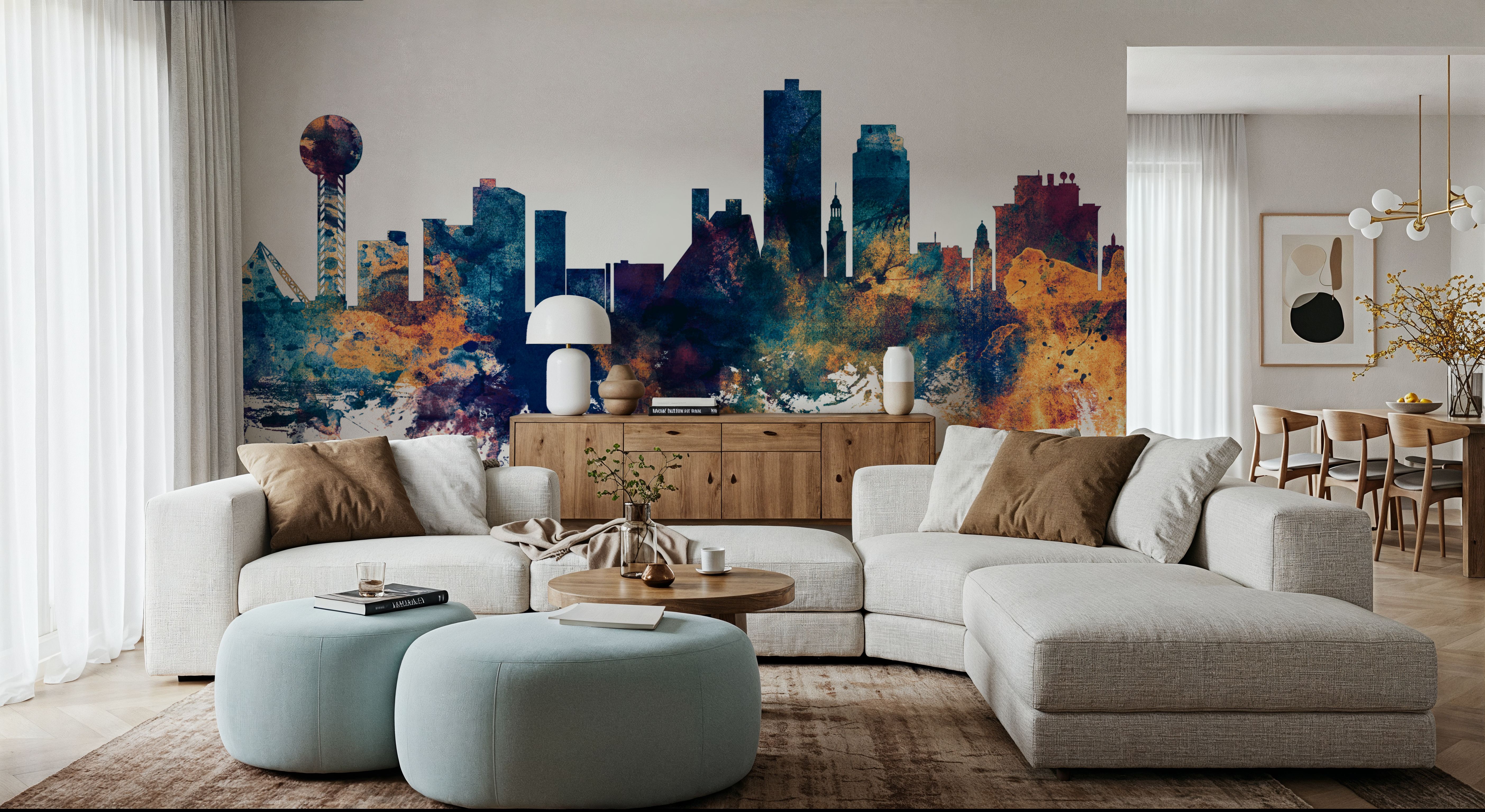 Knoxville Tennessee Skyline Blue & Bronze, Wallpaper