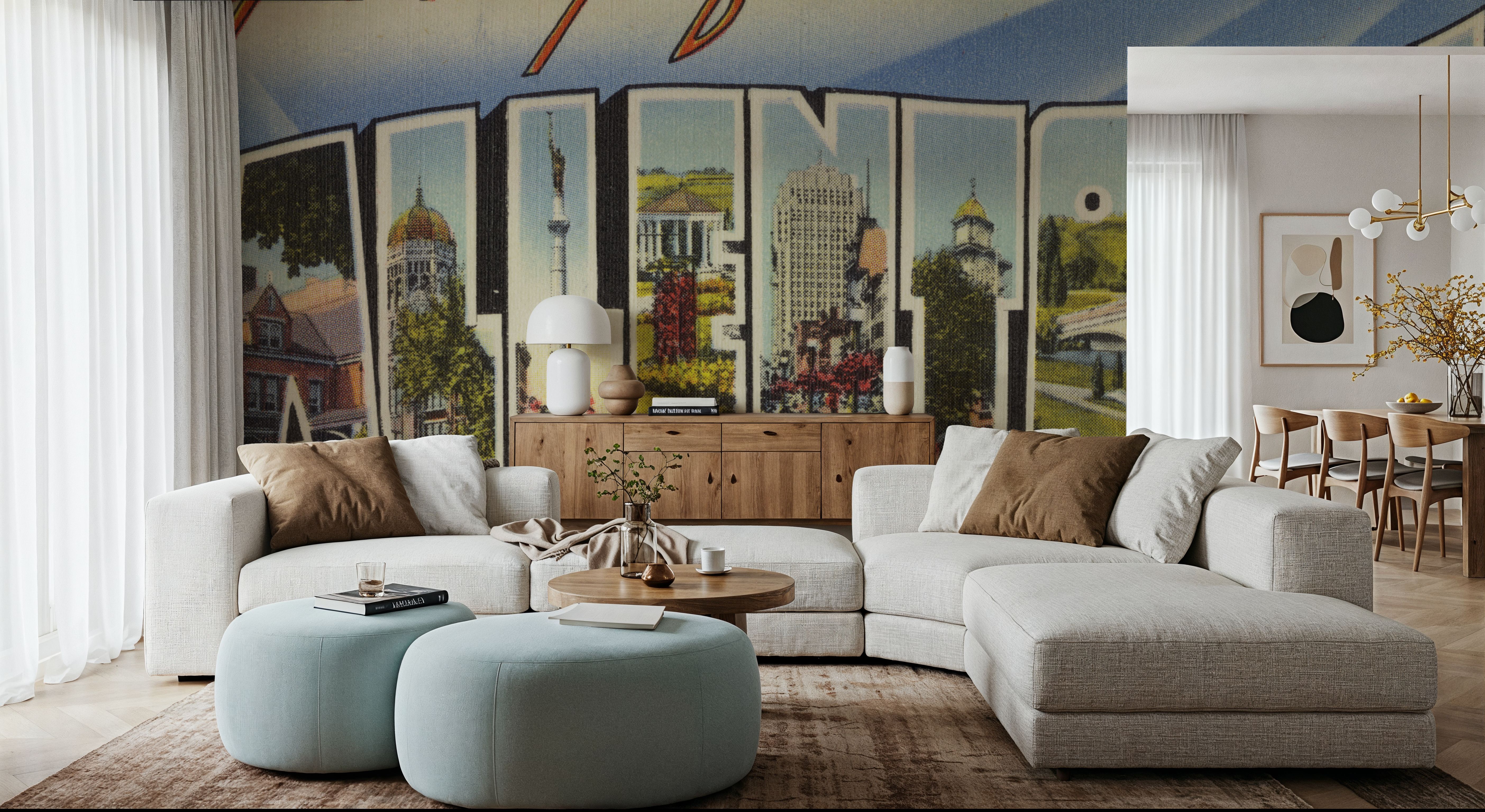 Greetings from Allentown - Screenprint Postcard, Wallpaper