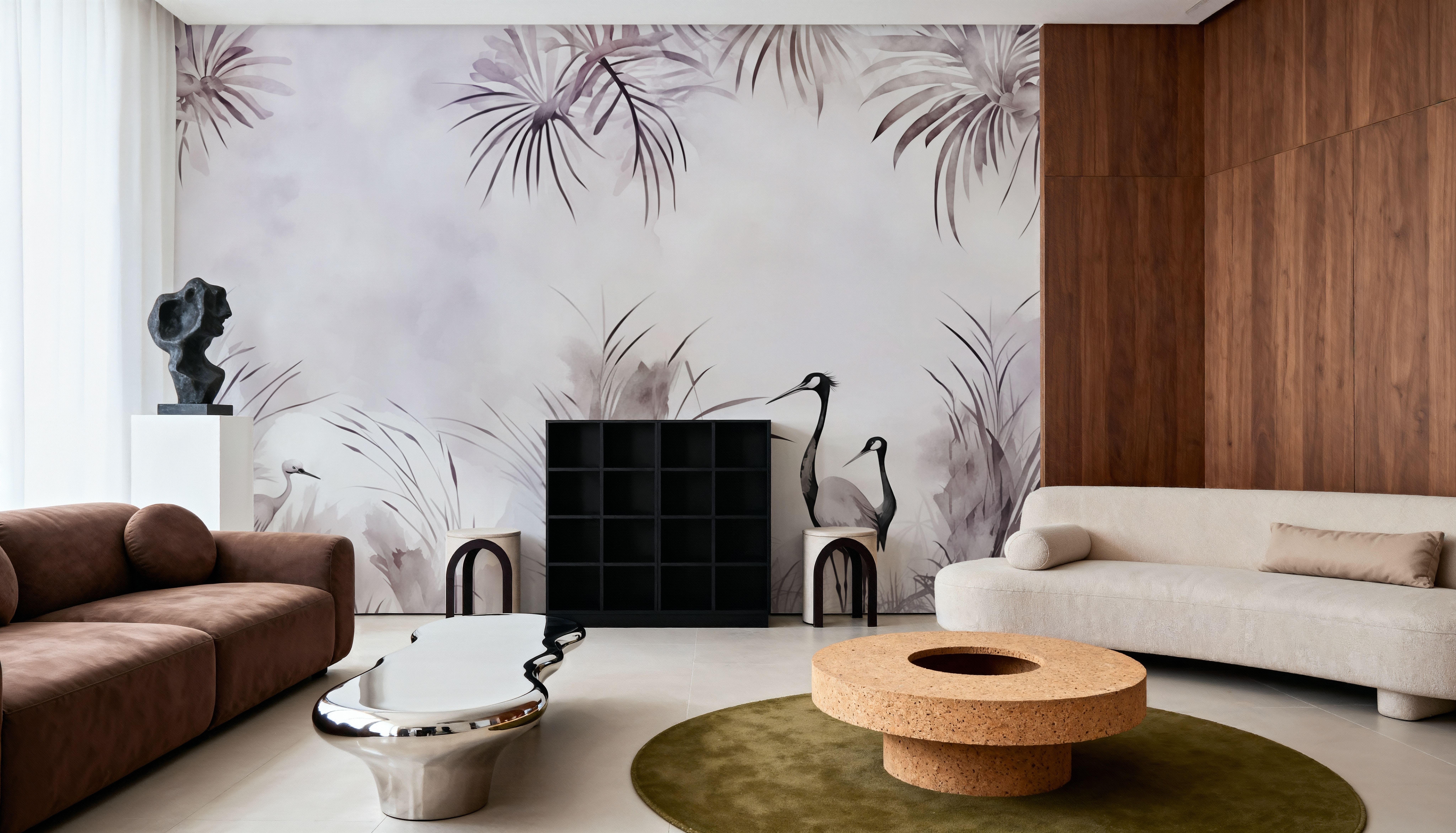 Cranes in a Field Purple, Wallpaper