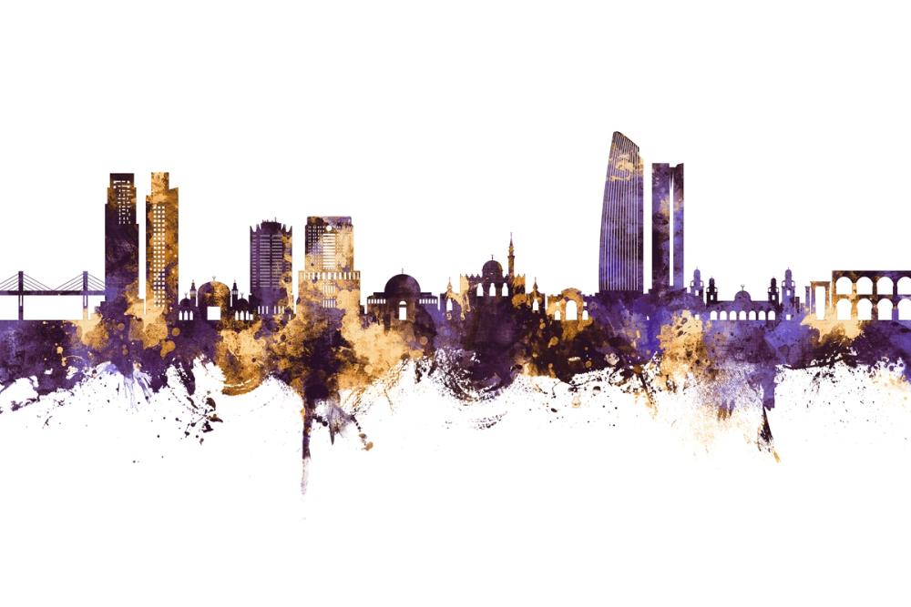 Amman Skyline Purple & Gold