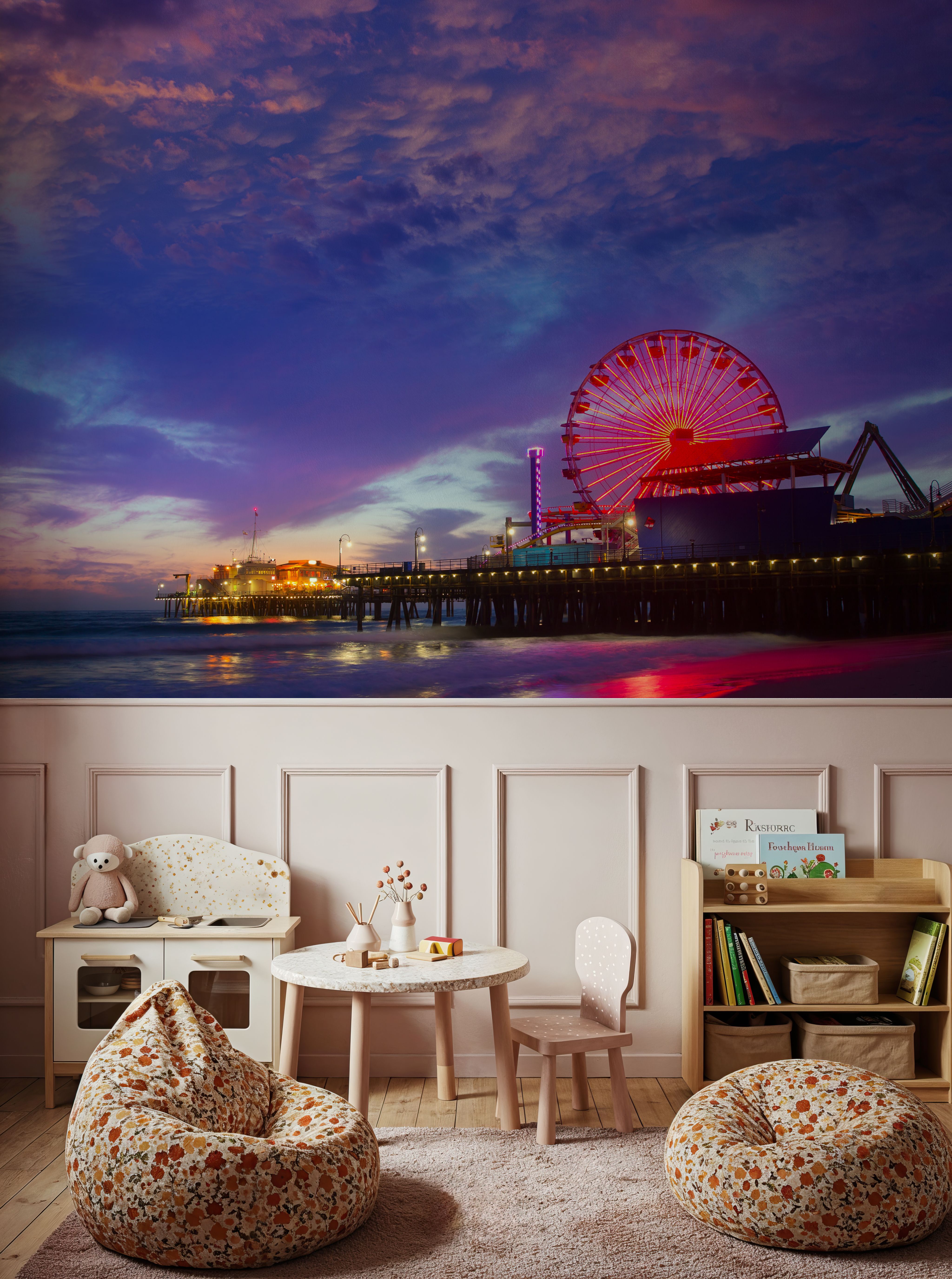 Santa Monica Pier Sunset Cloudy