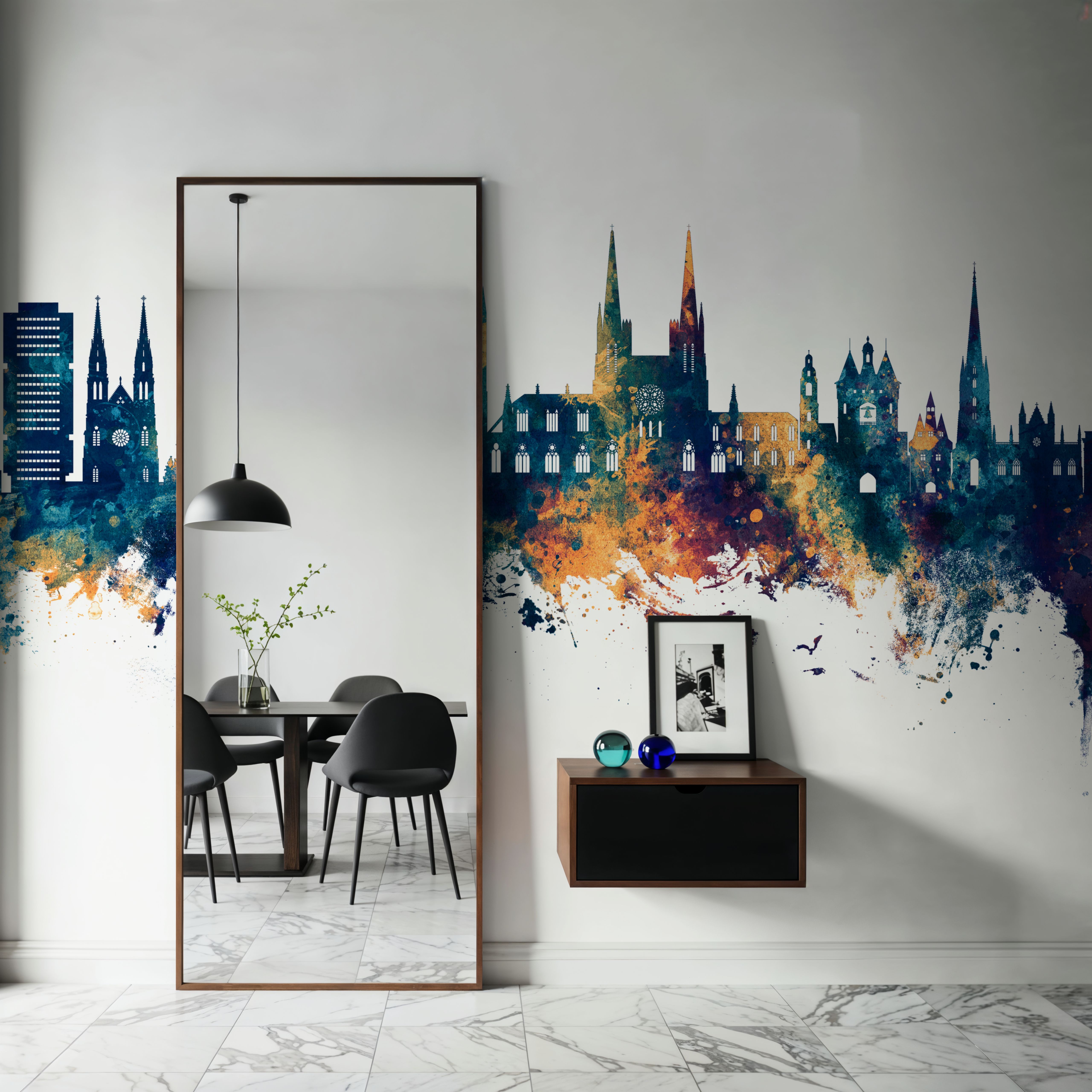 Bordeaux France Skyline Blue & Bronze