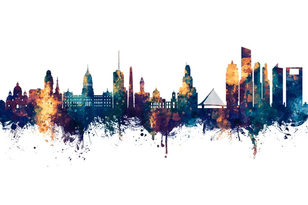 Buenos Aires Argentina Skyline Blue & Bronze