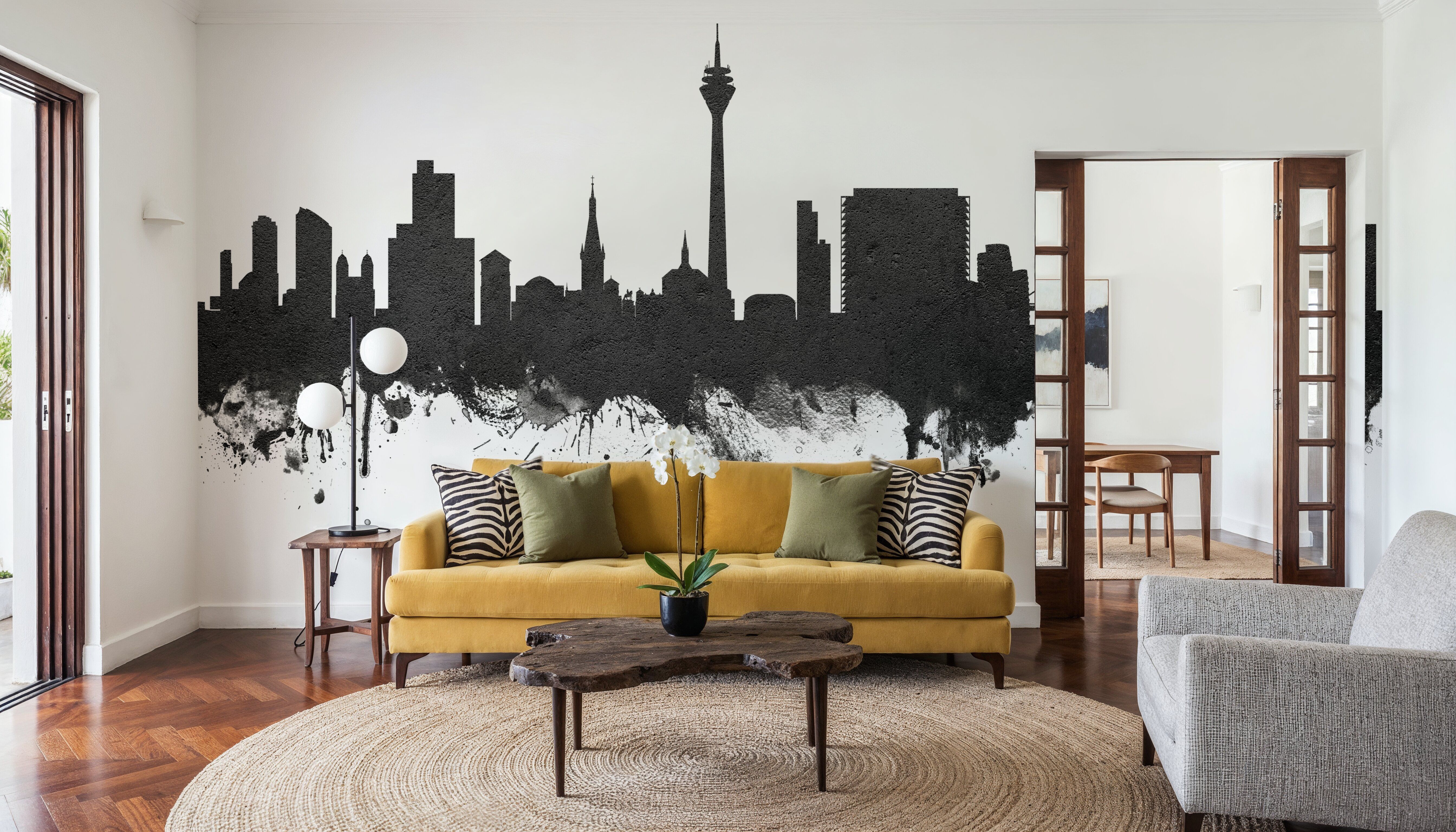 Düsseldorf Germany Skyline Black & White