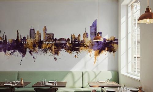 Montevideo Uruguay Skyline Purple & Gold