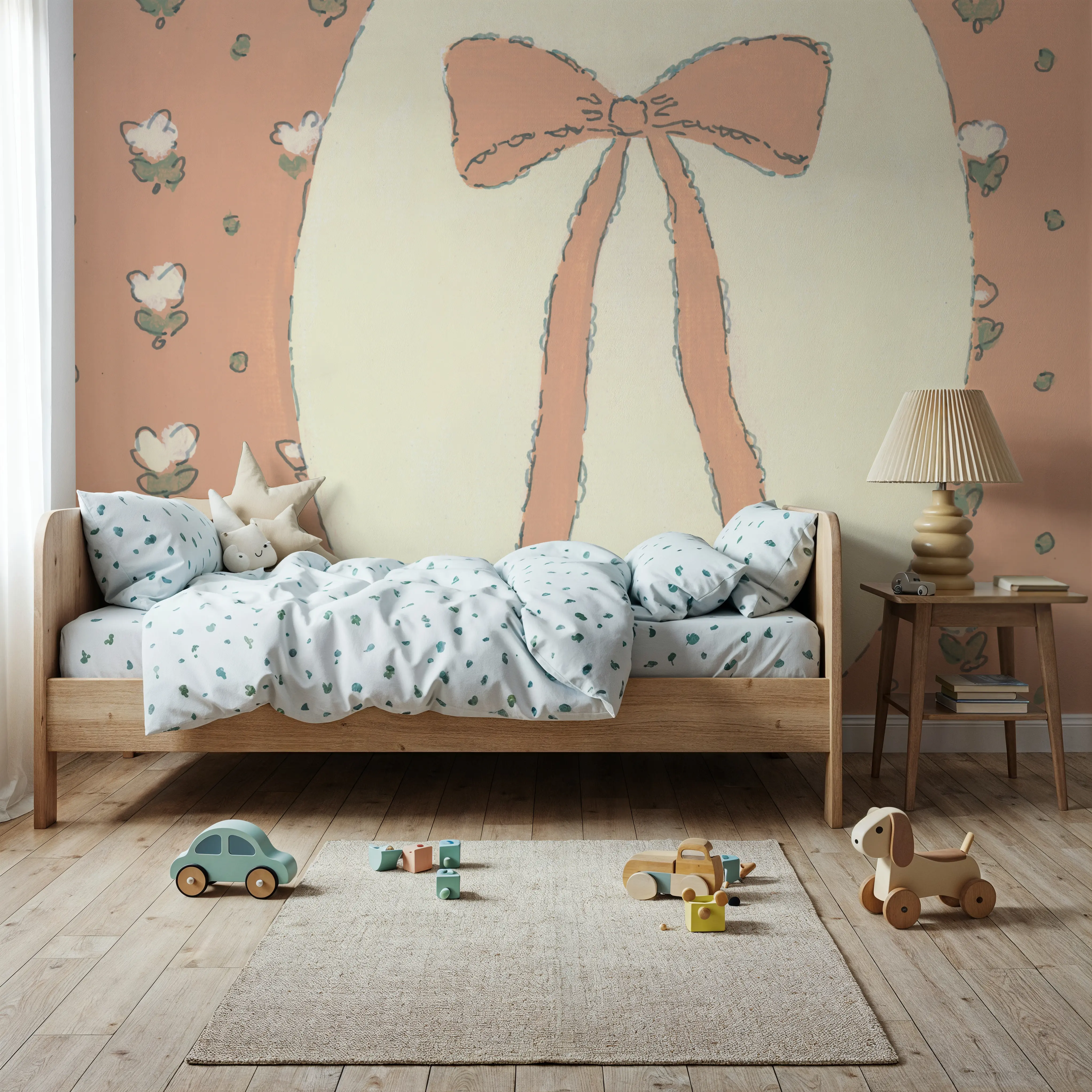 Fotobehang - Tied up with Bows I - Folk Mural - Oranje - Kinderkamer - Wallism Nederland - Zelfklevend of Vliesbehang