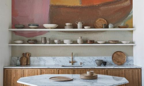 Pink Cup with Wooden Bowl