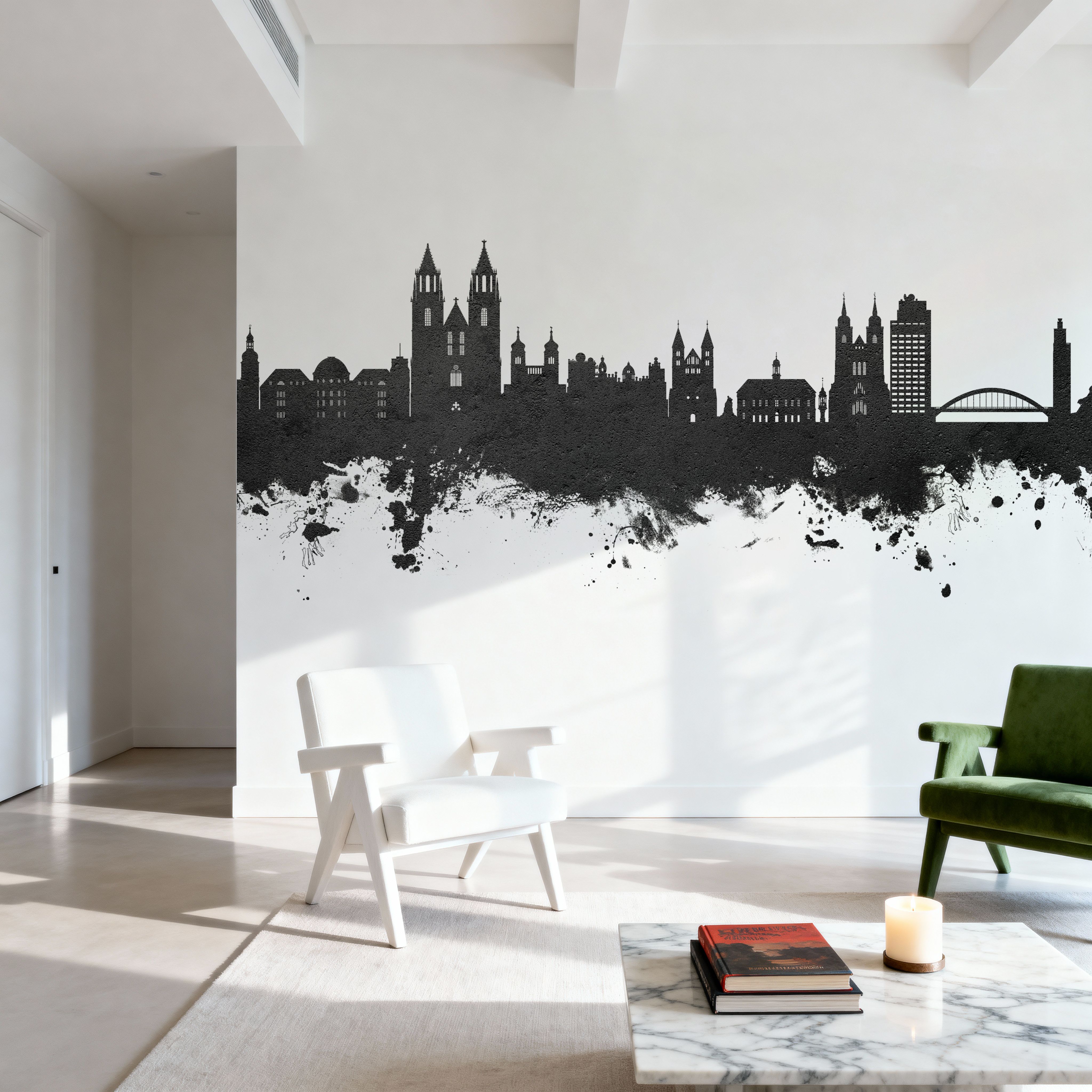 Magdeburg Germany Skyline Black & White