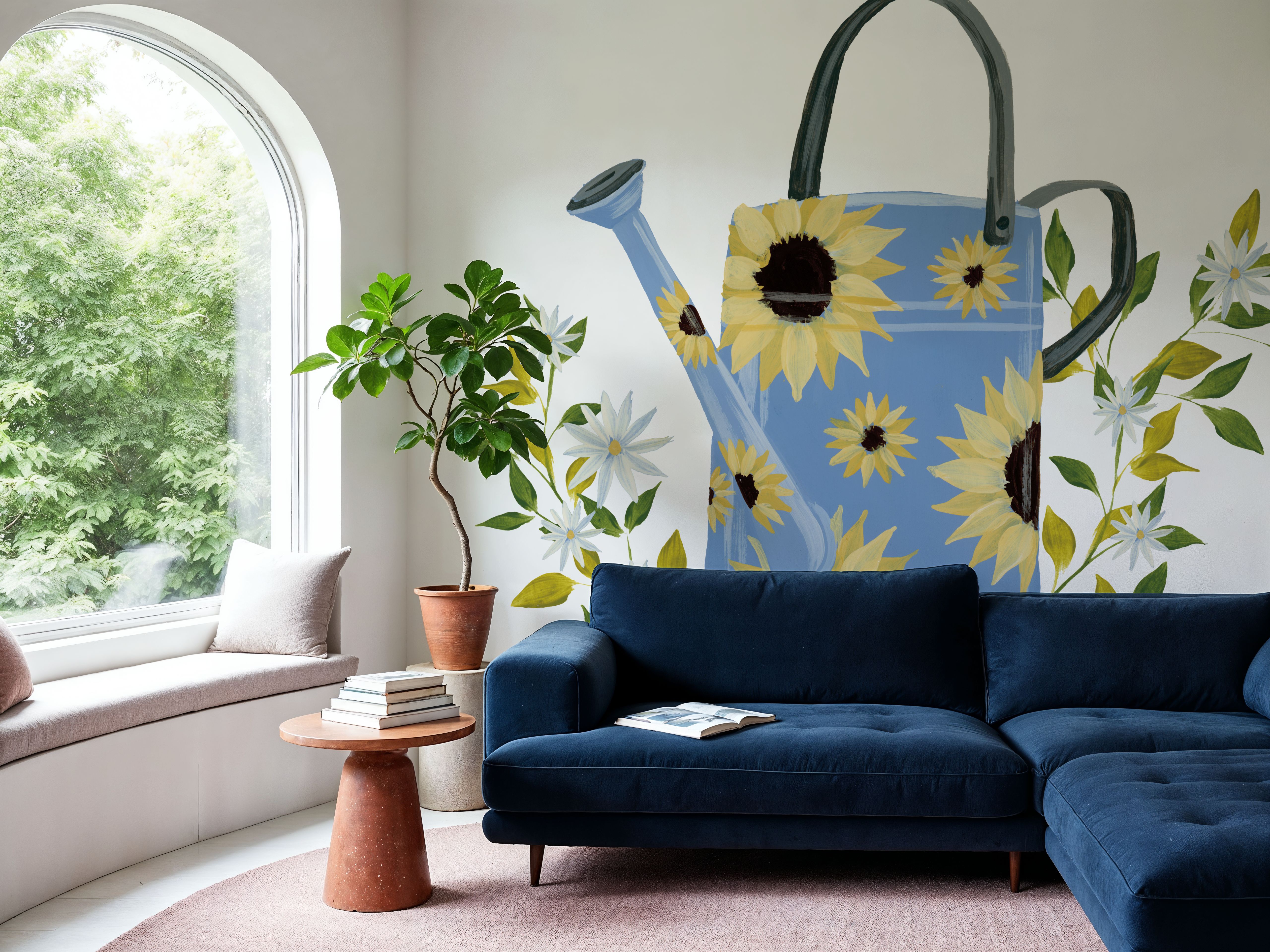 Watering Can with Daisies
