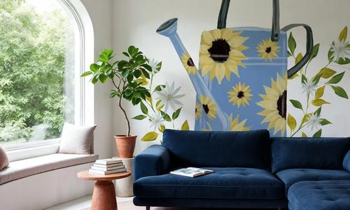 Watering Can with Daisies