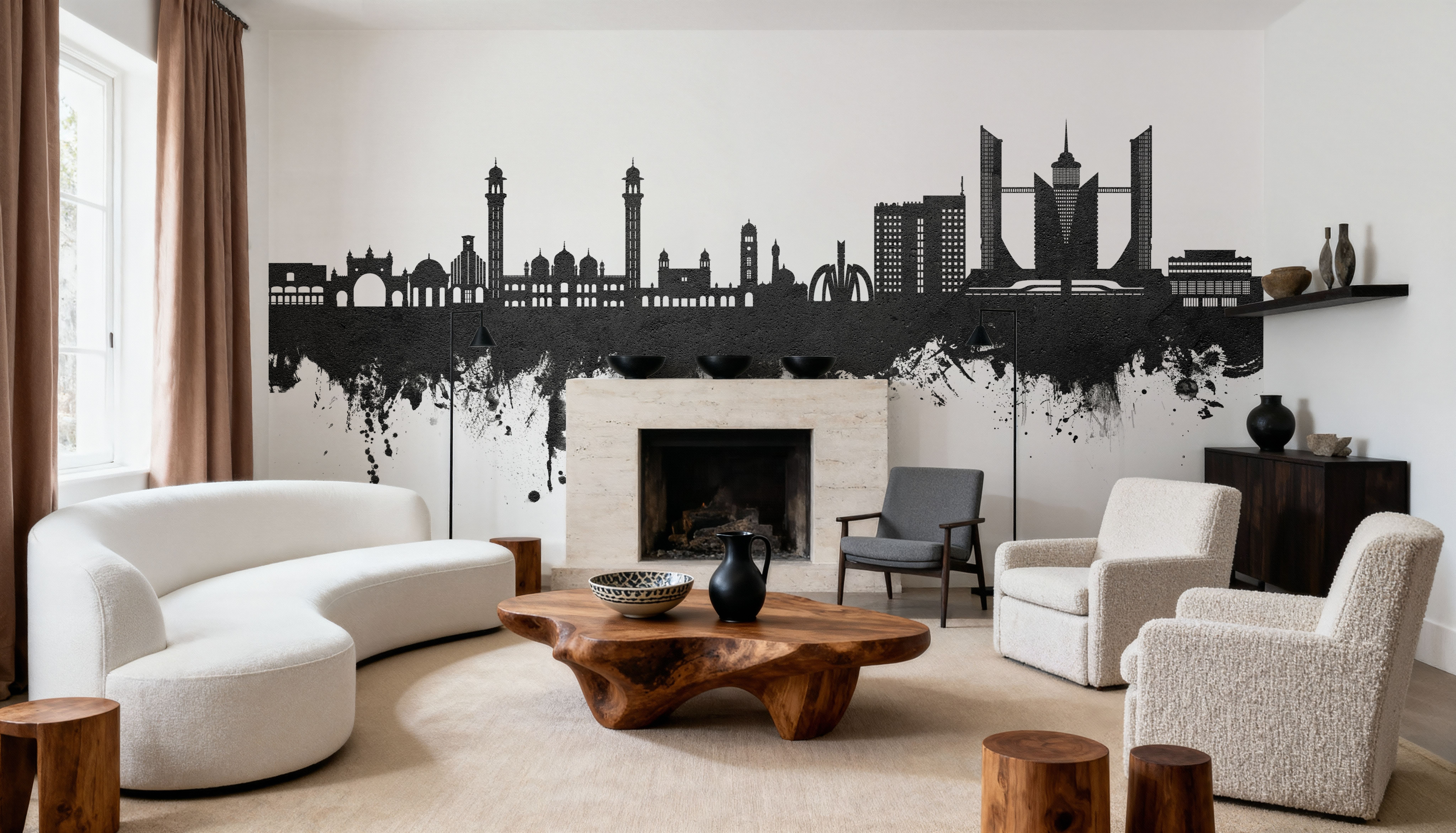 Faislabad Pakistan Skyline Black & White
