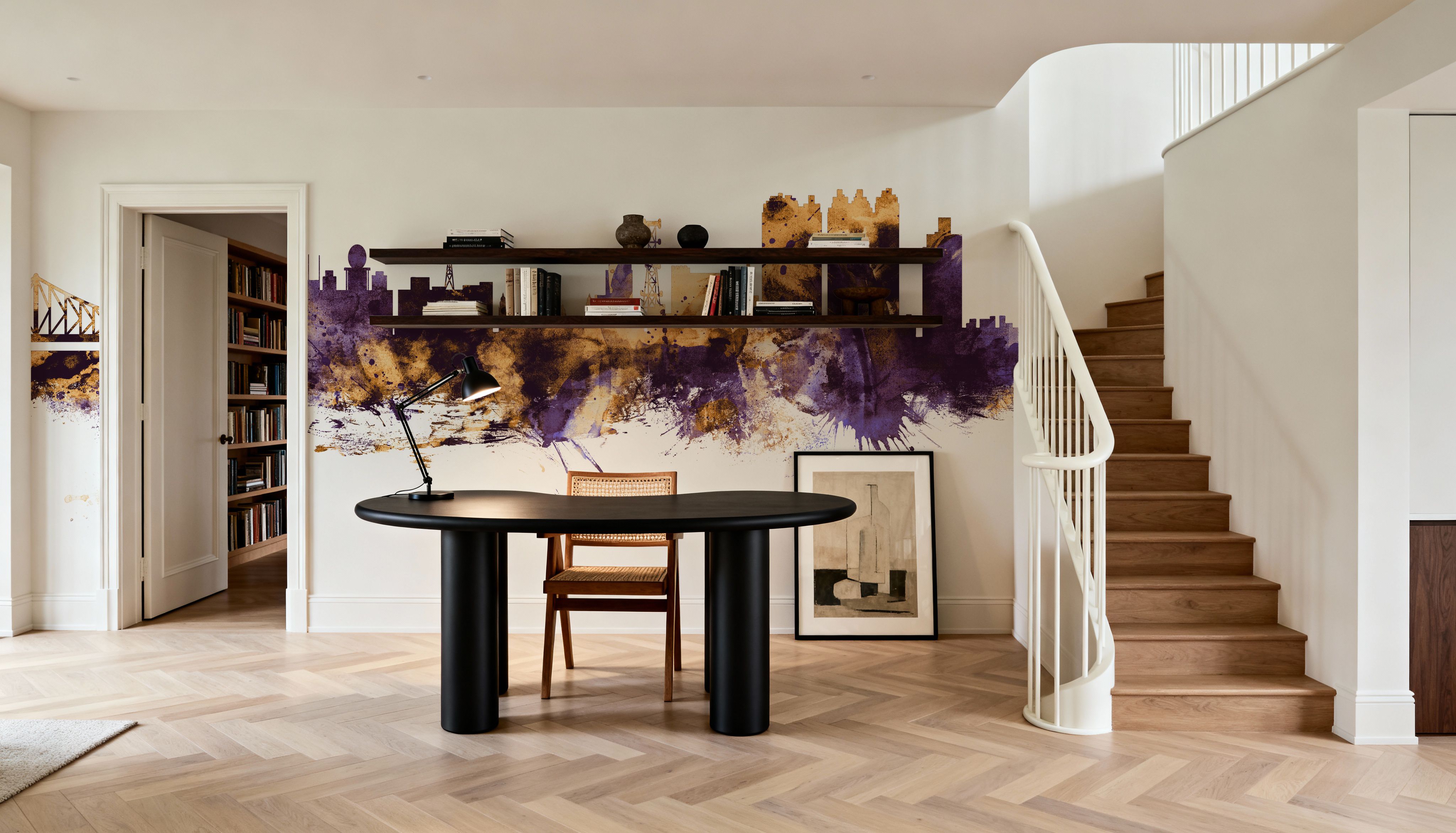 Kolkata (Calcutta) India Skyline Purple & Gold, Wallpaper