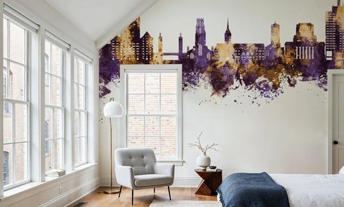 Duisburg Germany Skyline Purple & Gold