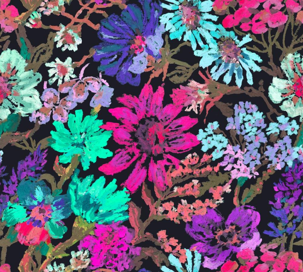 Meadow in Oil Pastel, Cerise