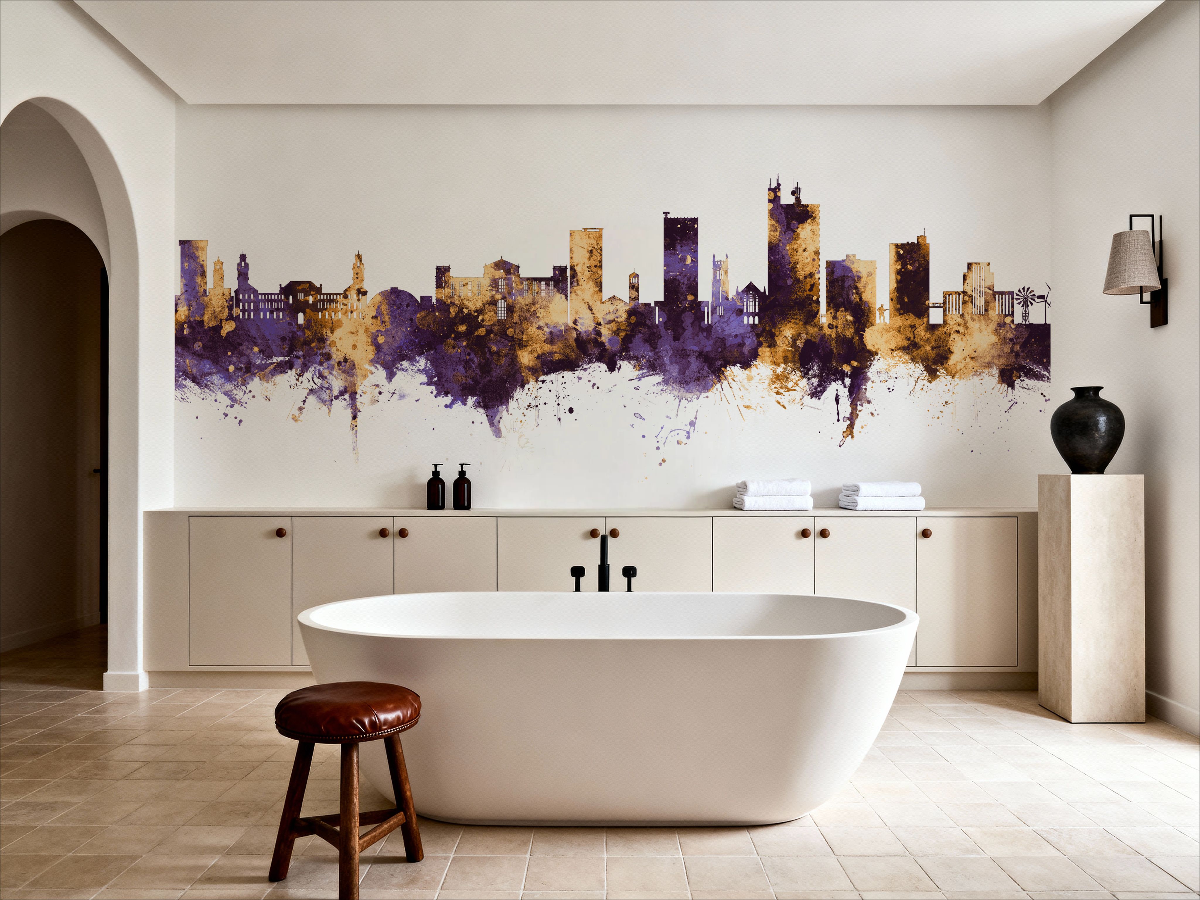 Lubbock Texas Skyline Purple & Gold