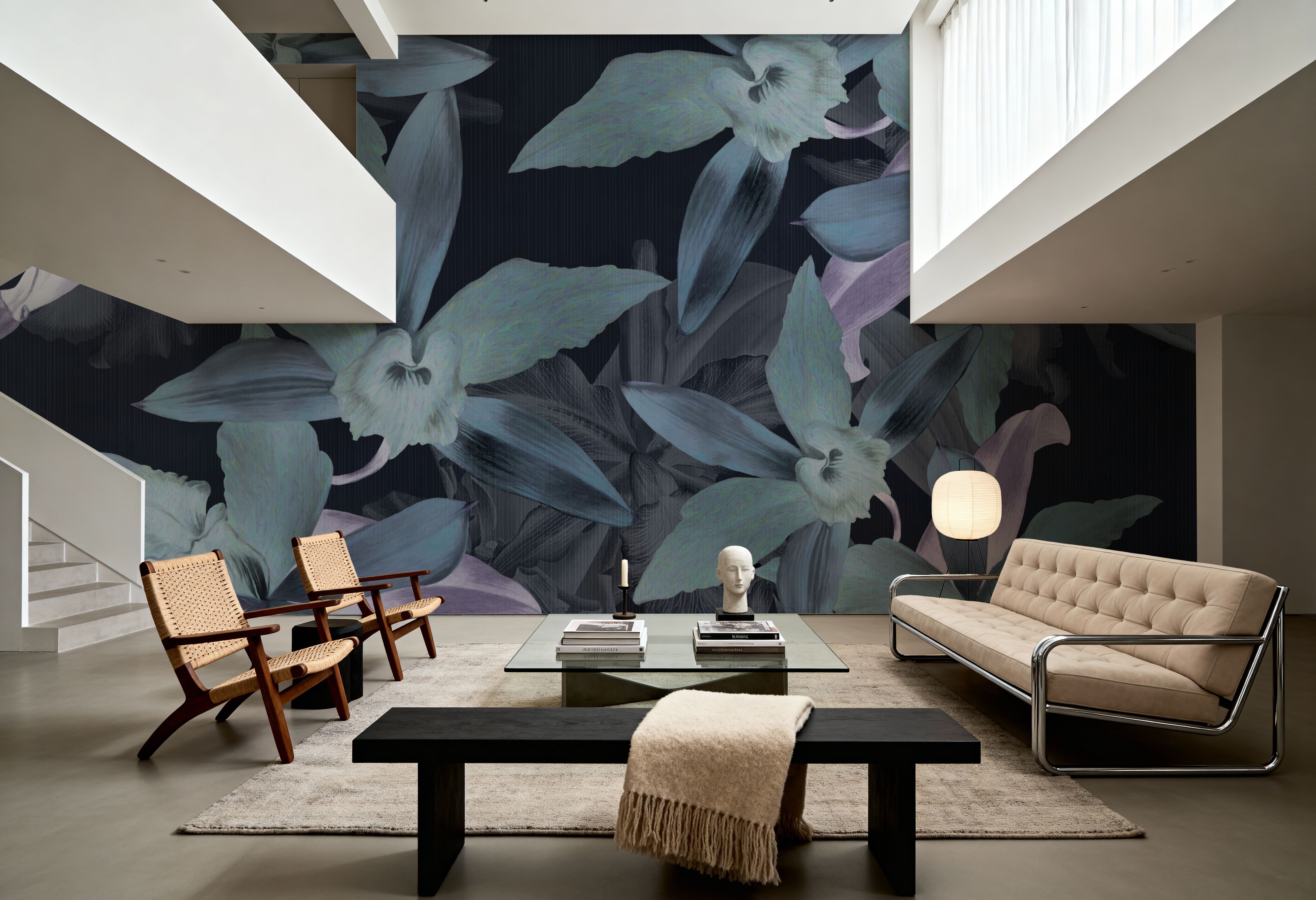 Big Orchids Dark Green, Behang