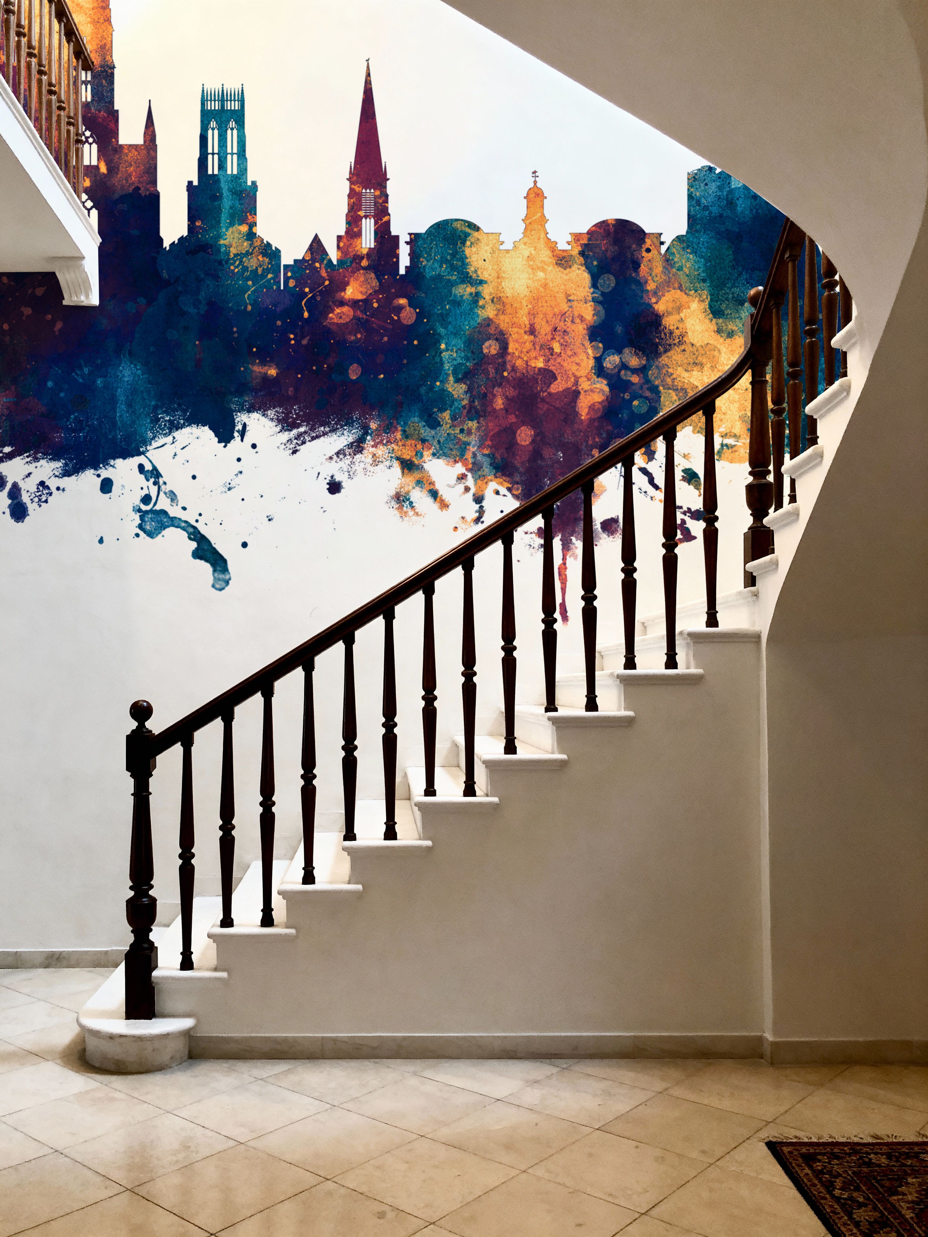 York England Skyline Blue & Bronze