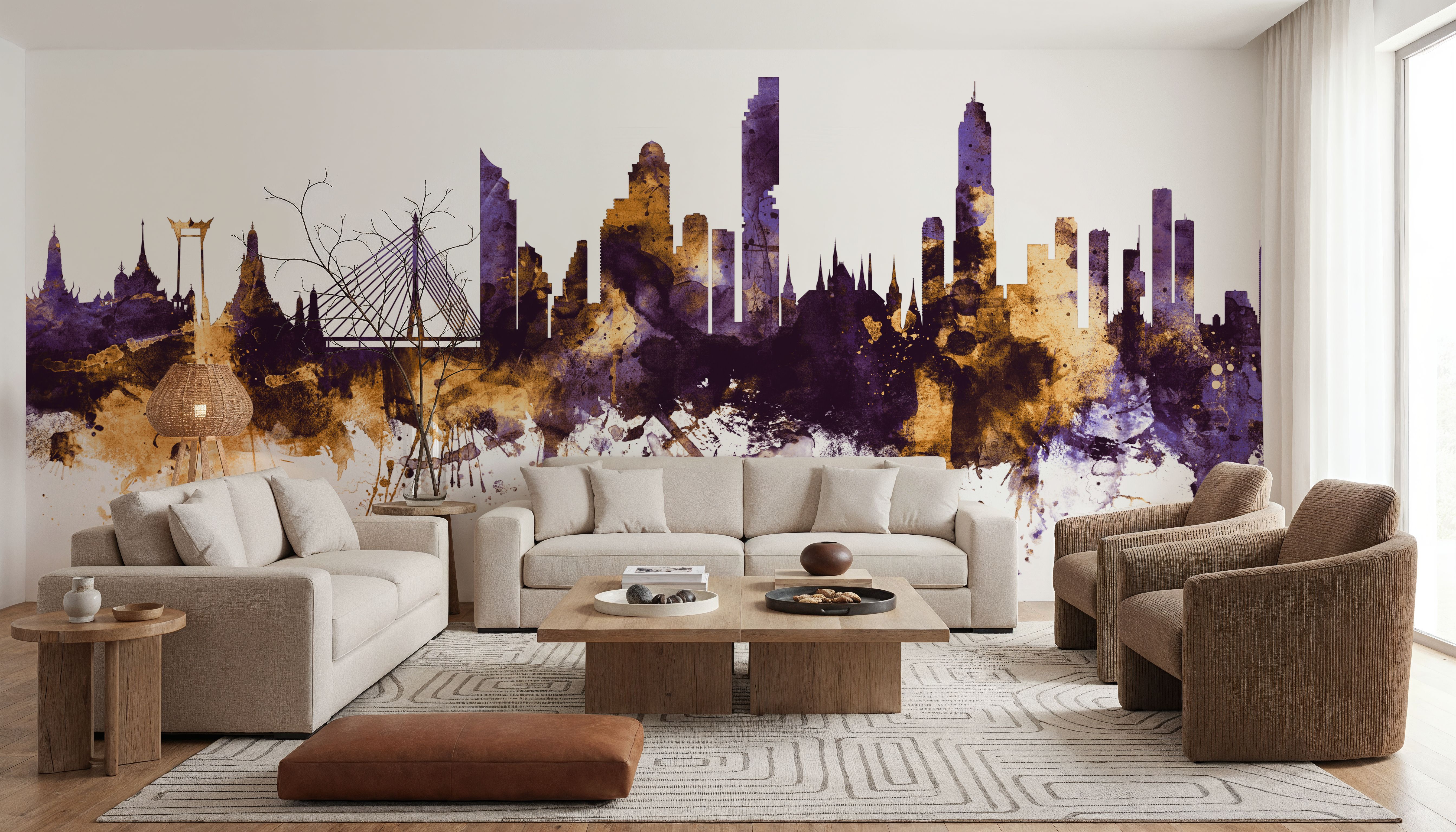 Bangkok Thailand Skyline Purple & Gold