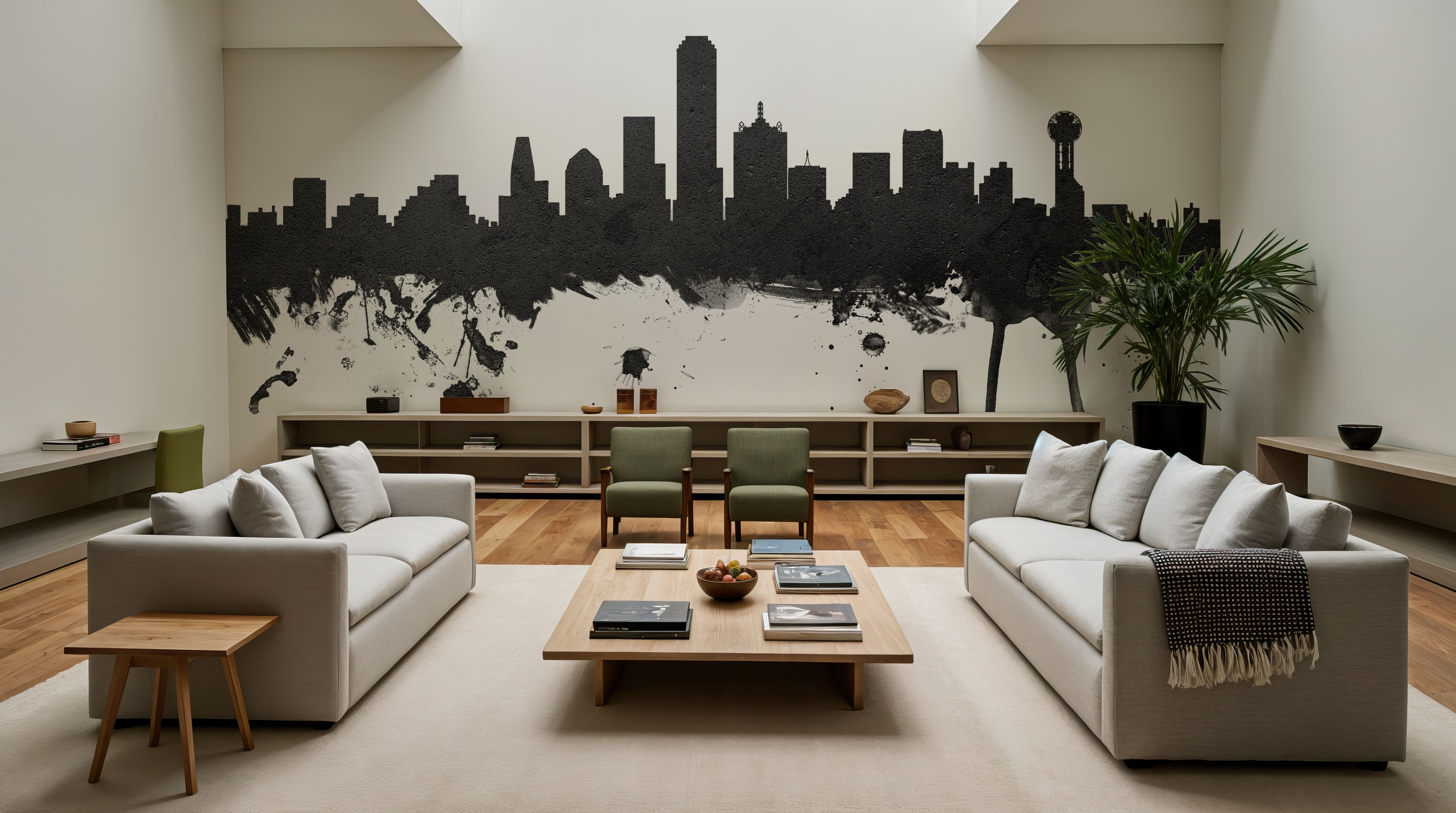 Dallas Skyline Black & White, Wallpaper