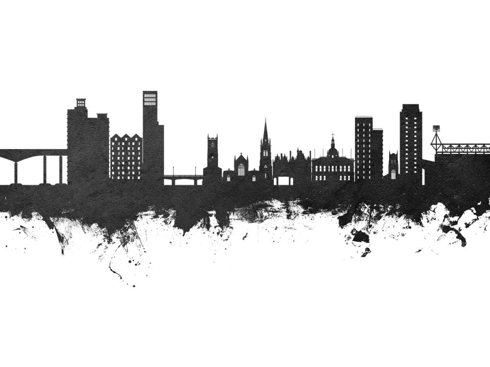 Ipswich England Skyline Black & White