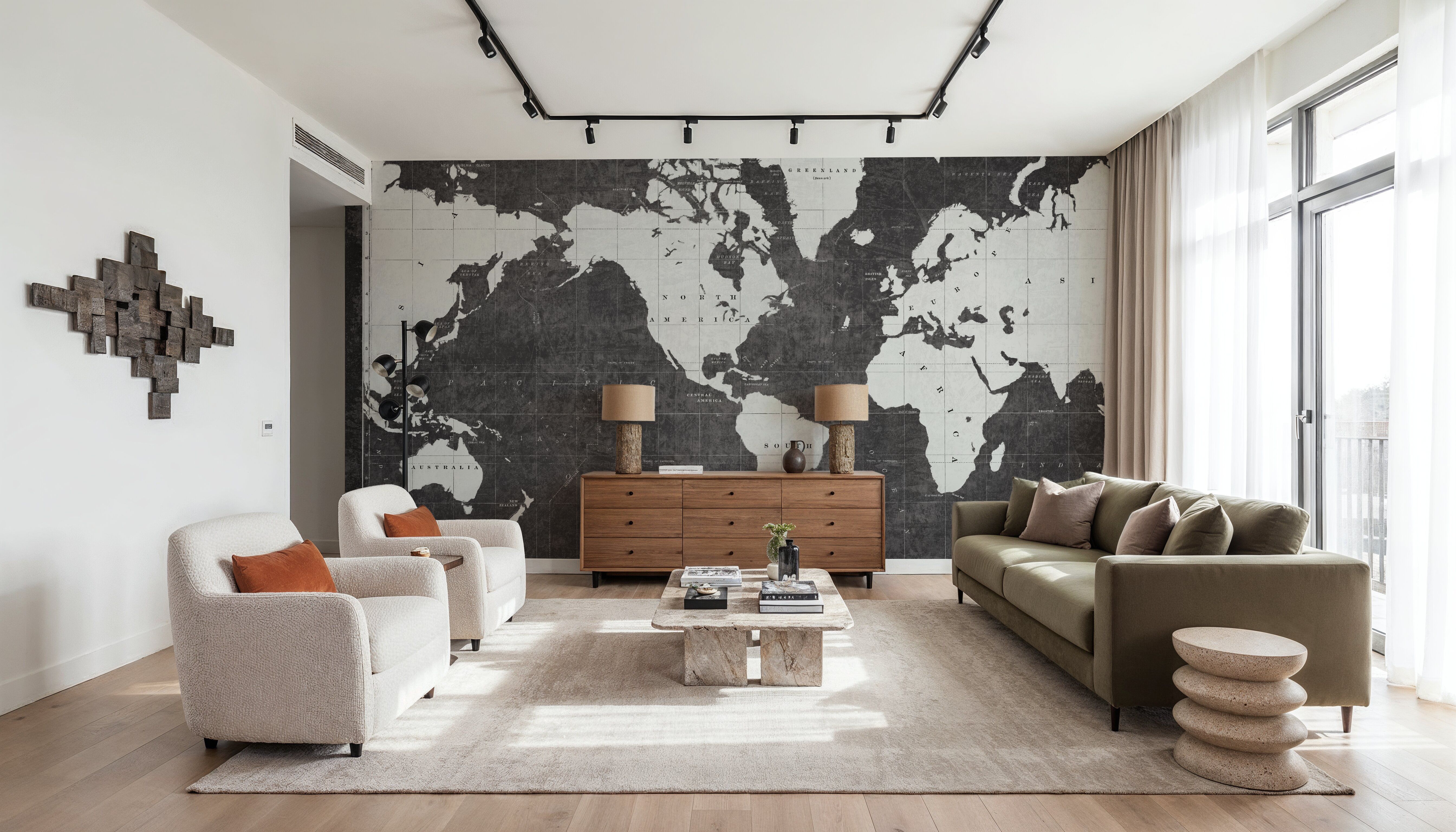 Blueprint World Map Gray
