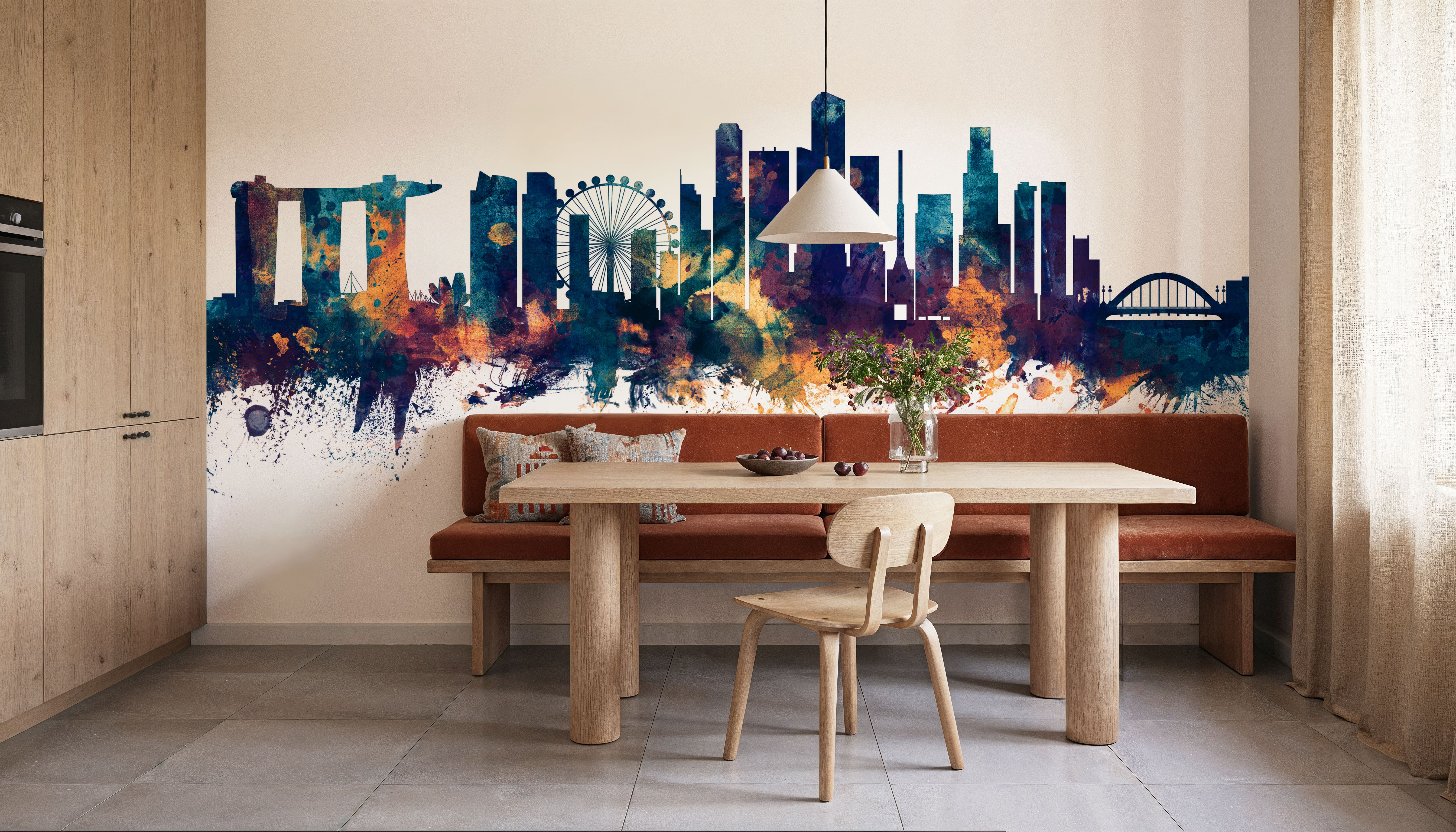 Singapore Skyline Blue & Bronze