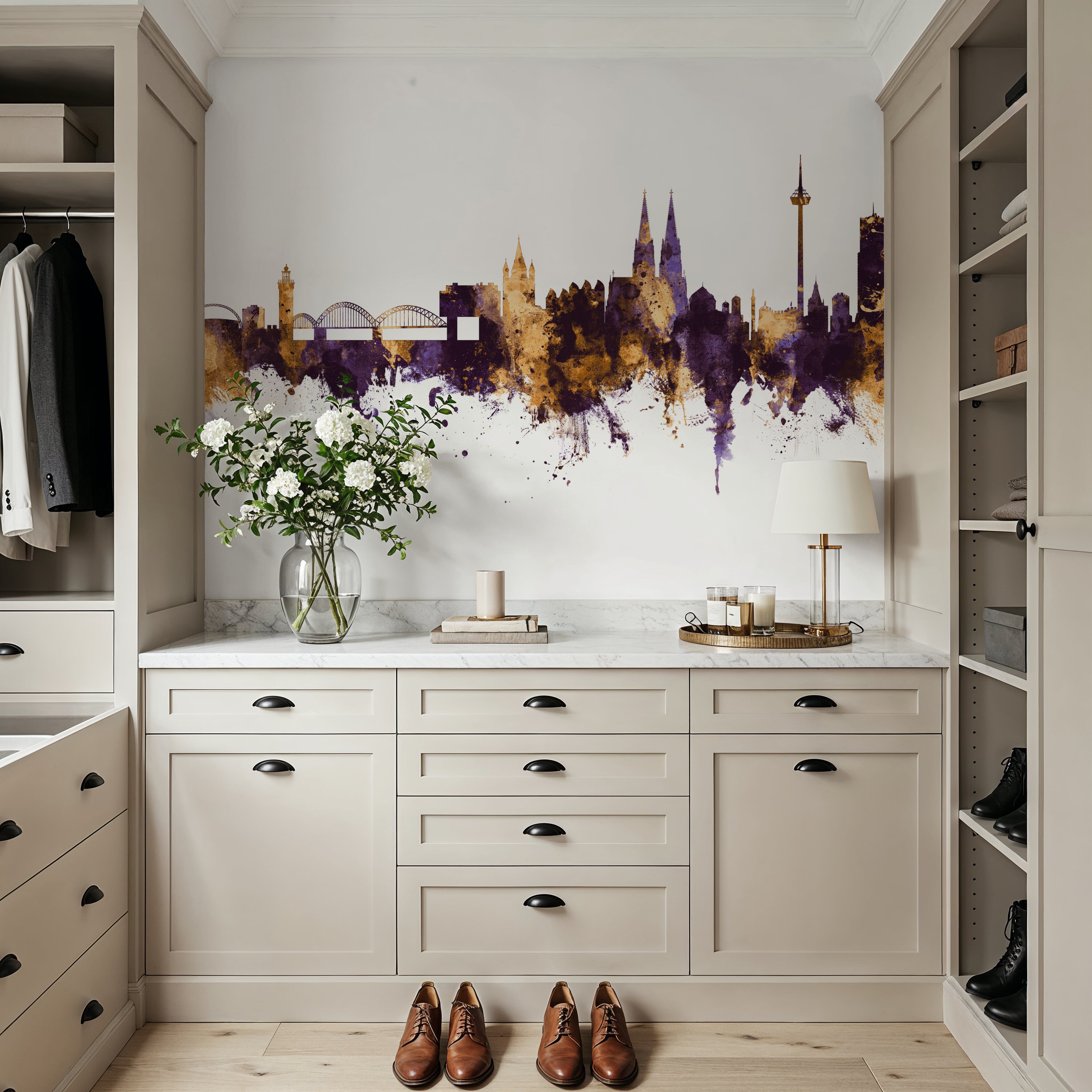 Cologne Germany Skyline Purple & Gold