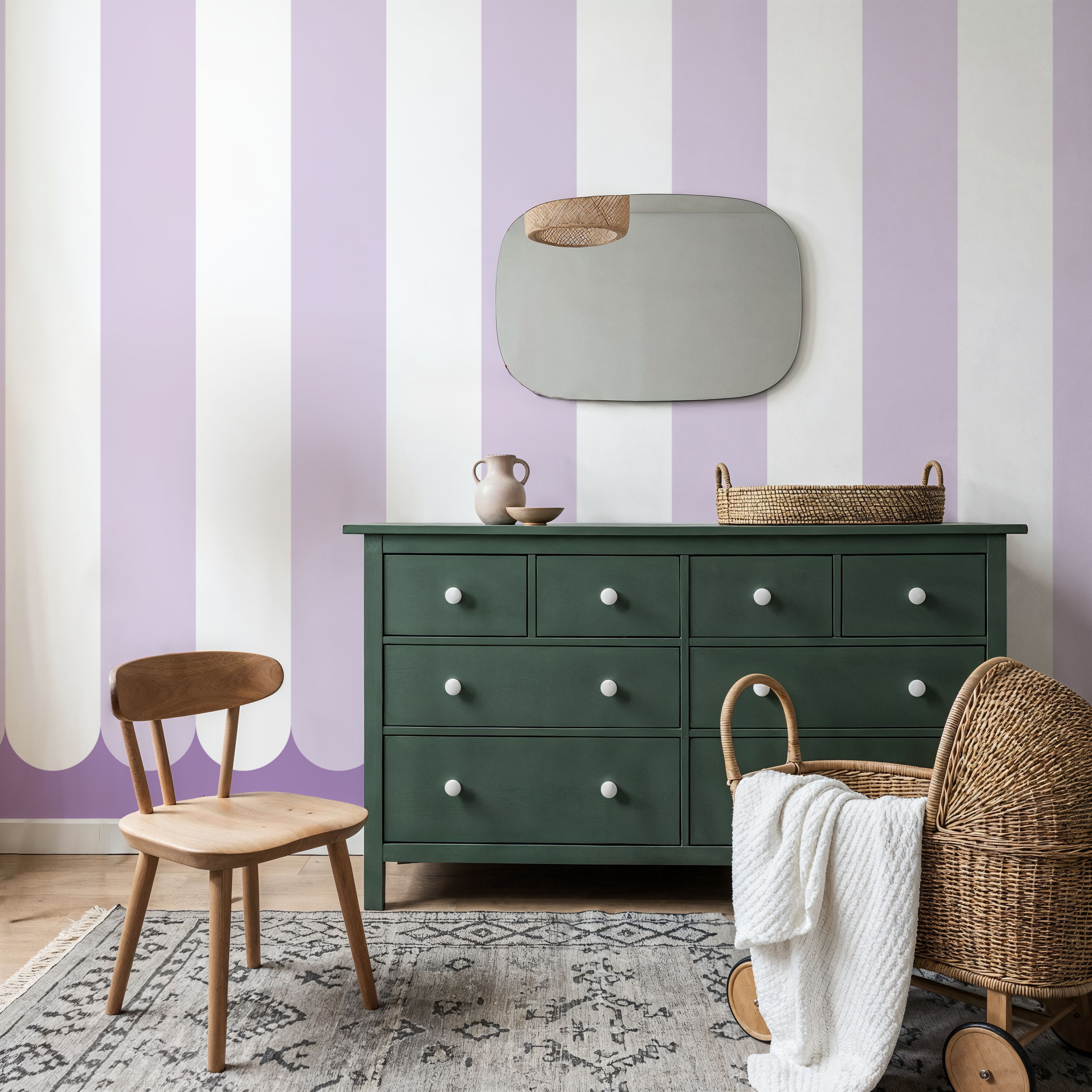 Scalloped Circus Stripes, Lavender