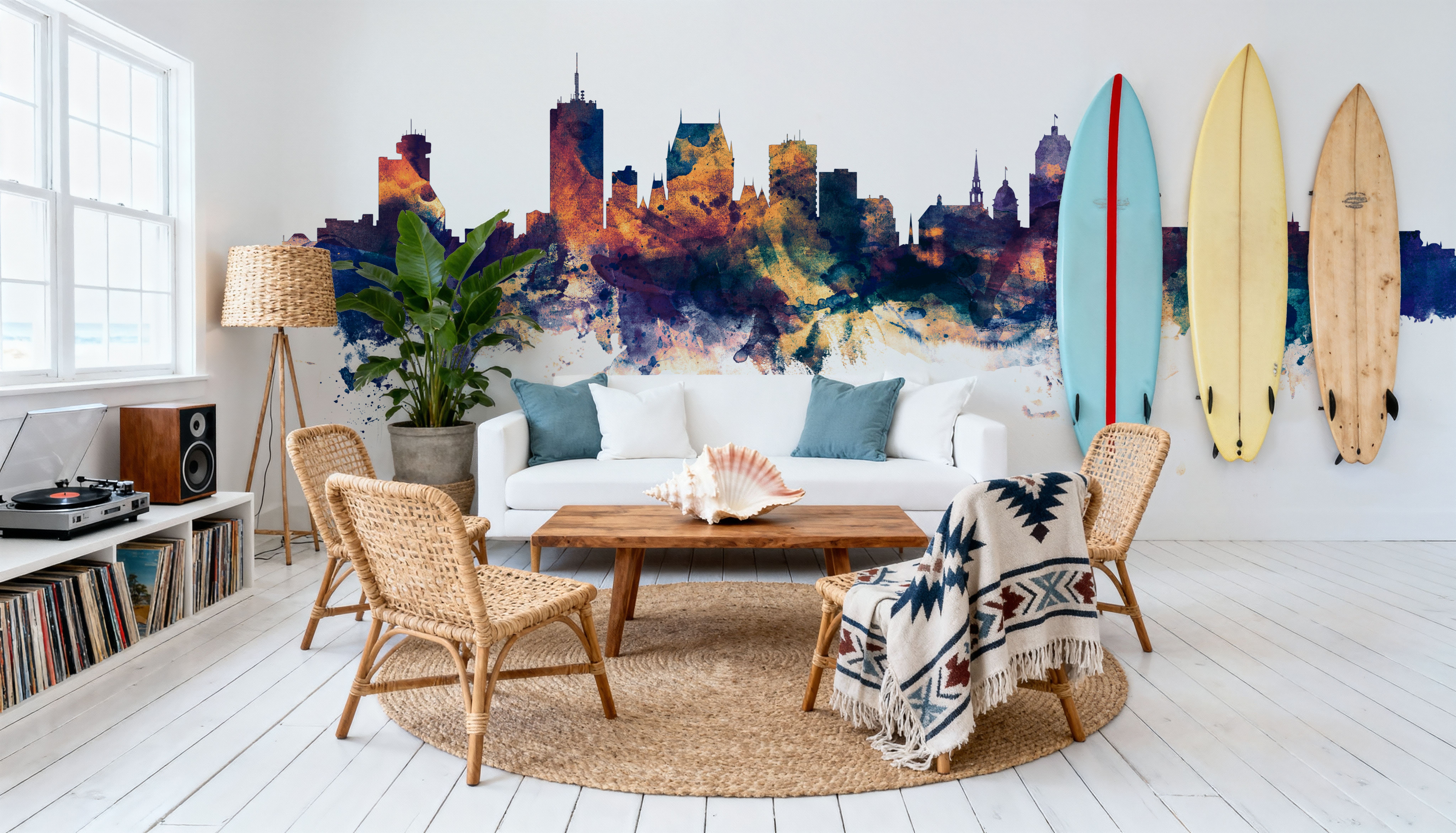 Quebec Canada Skyline Blue & Bronze