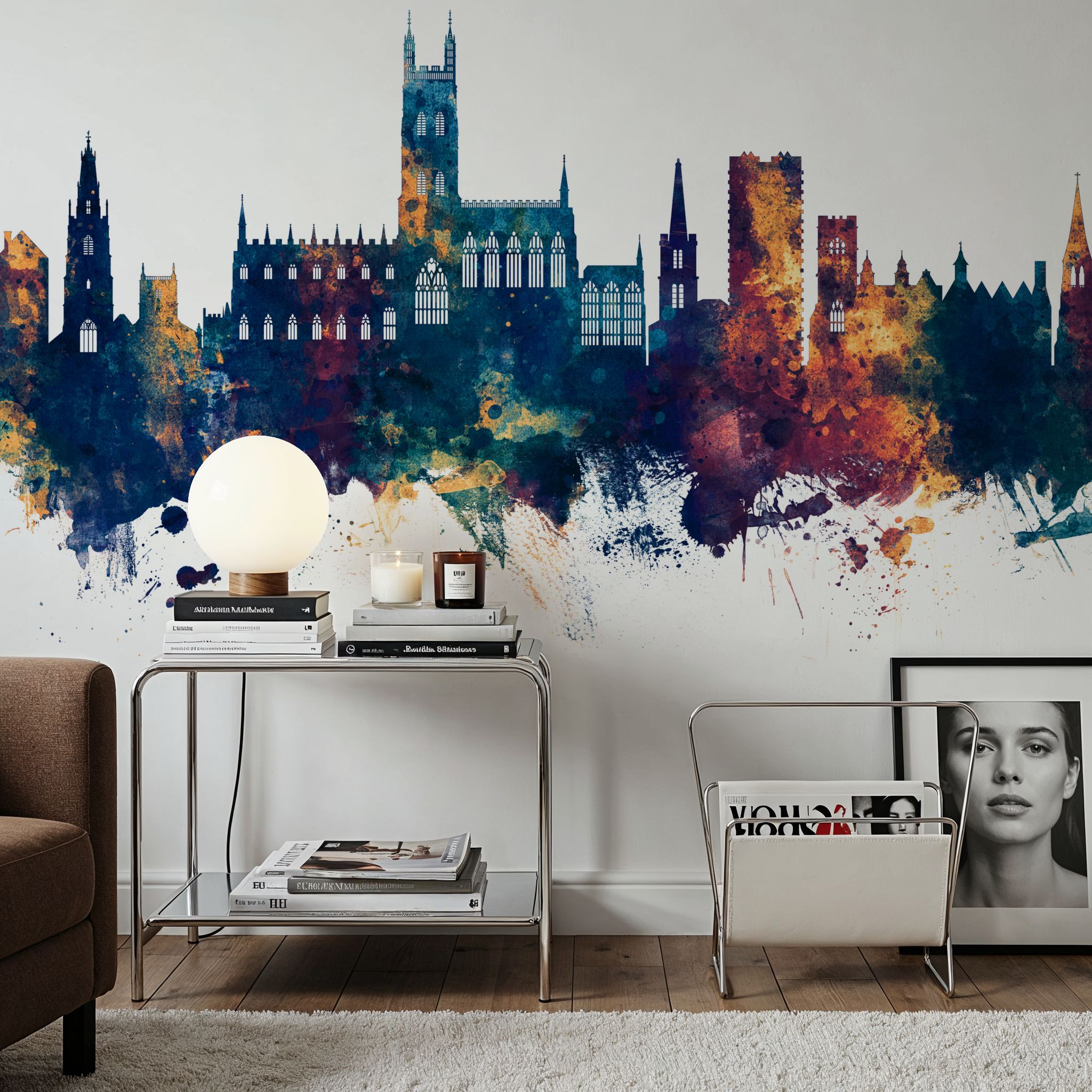 Gloucester England Skyline Blue & Bronze