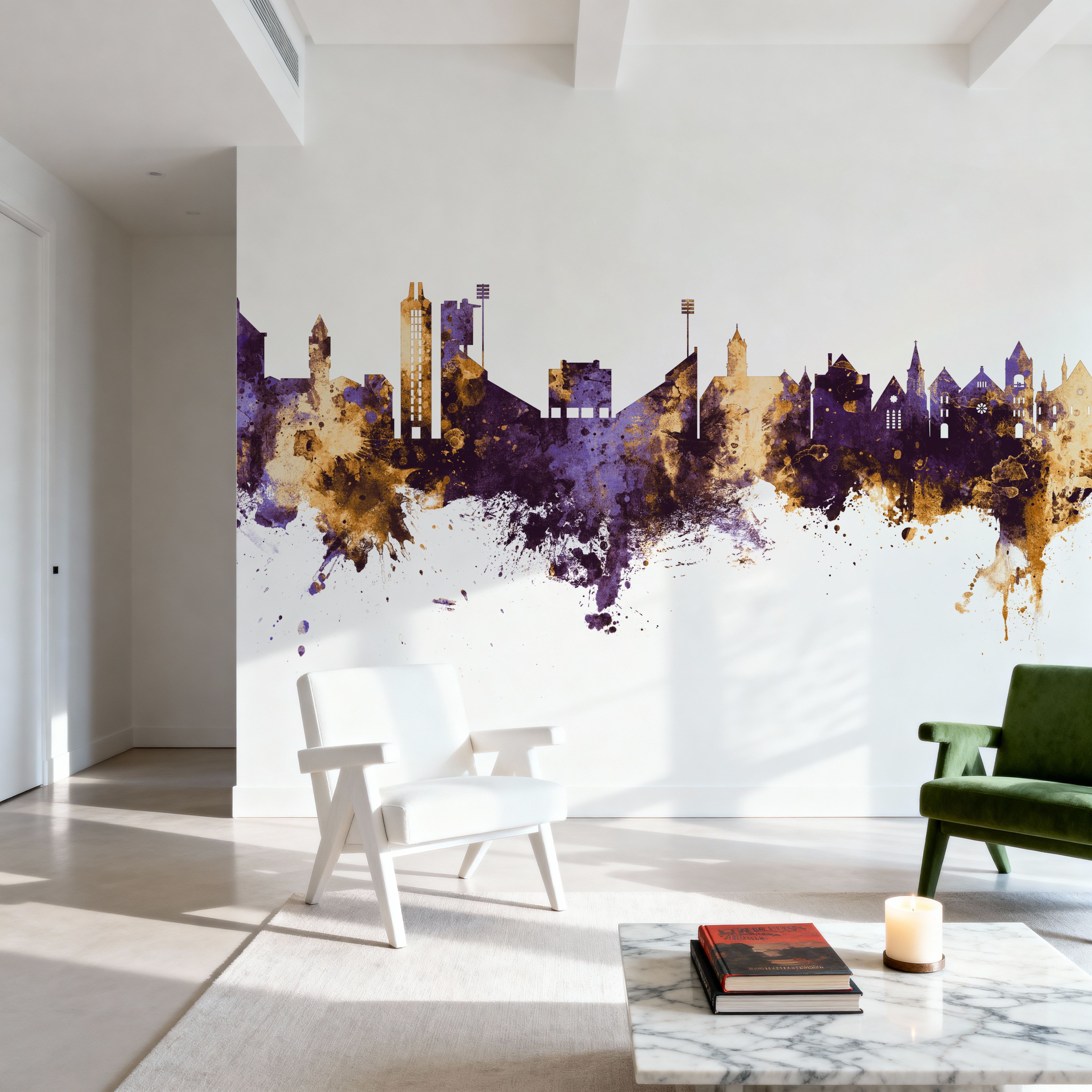 Lawrence Kansas Skyline Purple & Gold