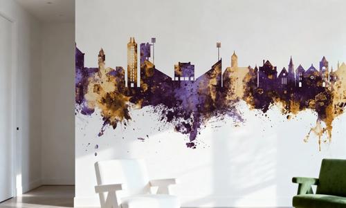 Lawrence Kansas Skyline Purple & Gold